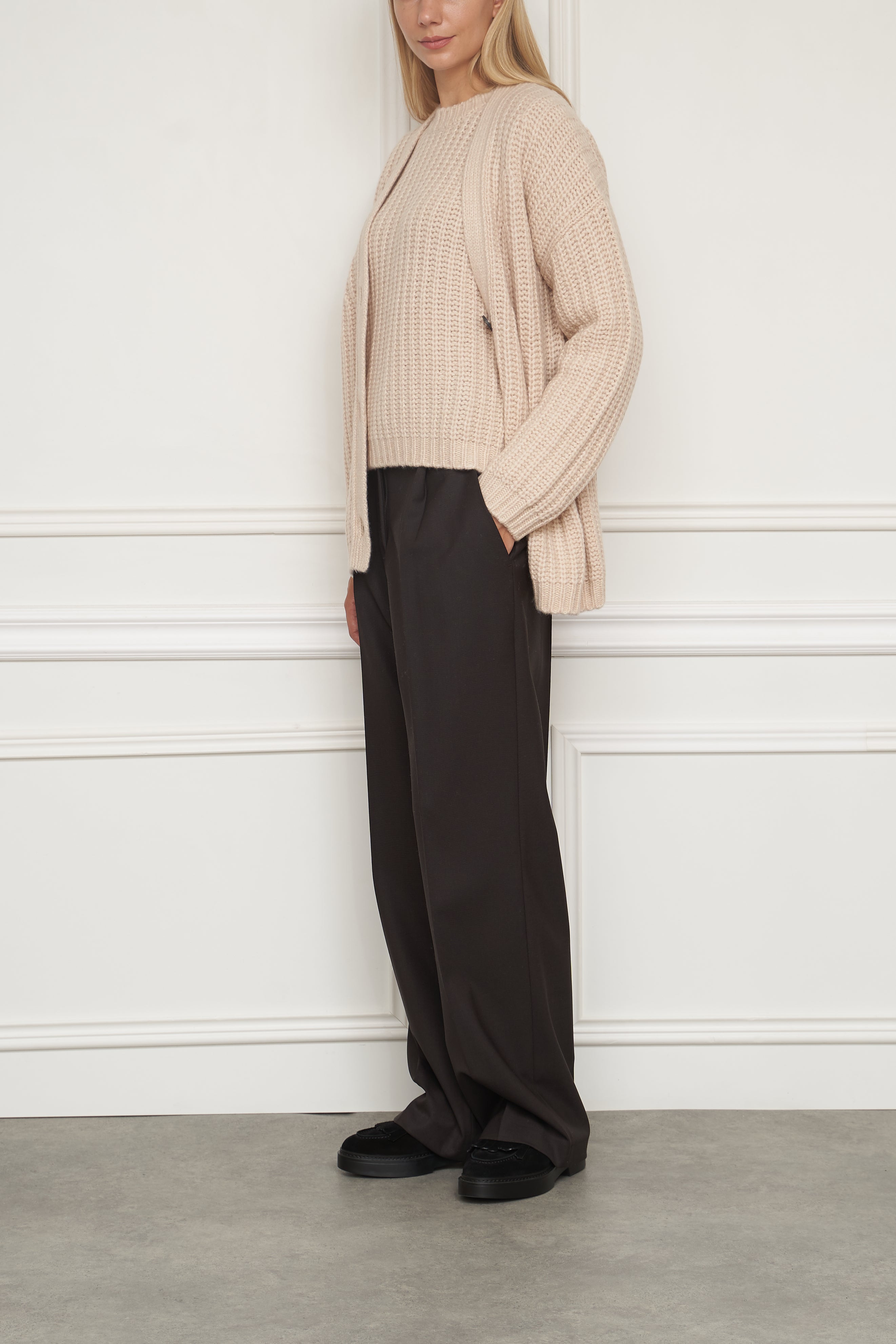 Cashmere Strickjacke in beige