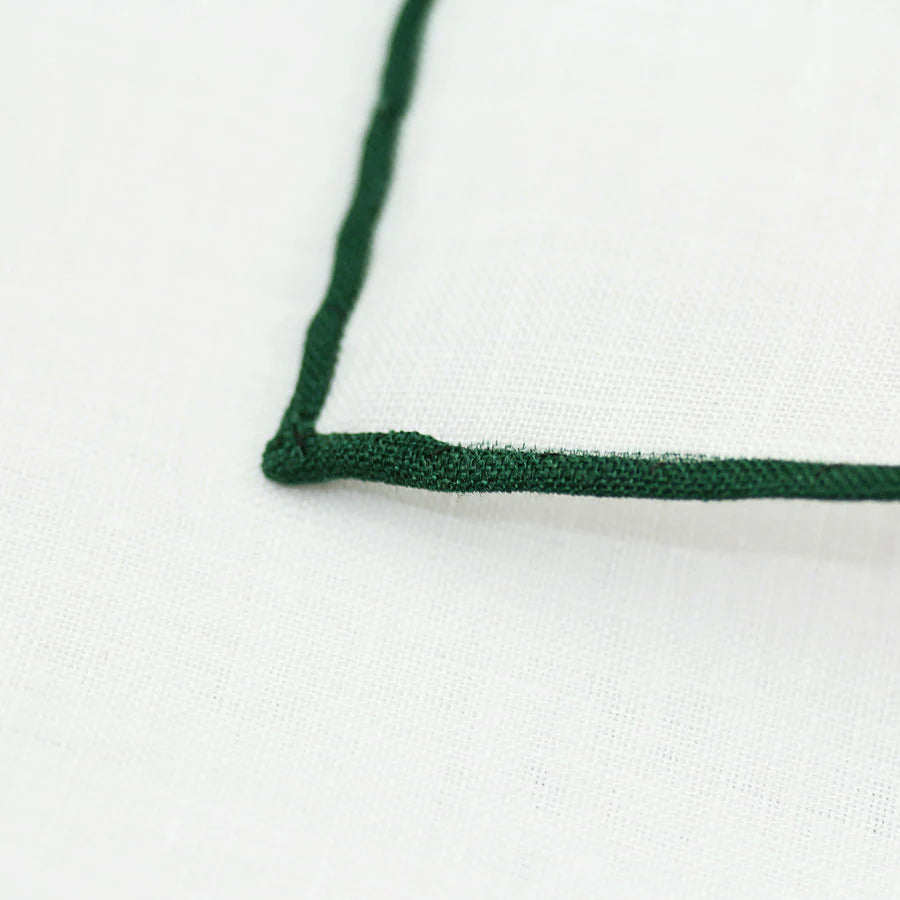 Einstecktuch in weiss mit grüner kante