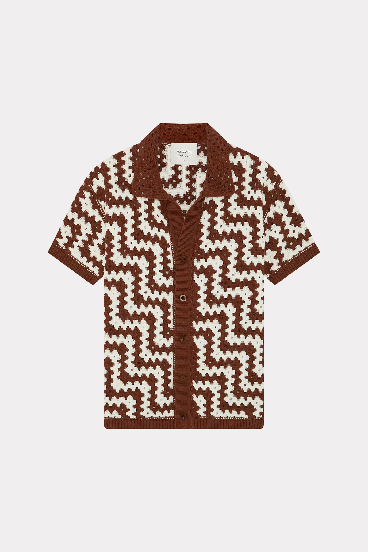 Gehäkeltes Kurzarmhemd 'Pinto' in braun