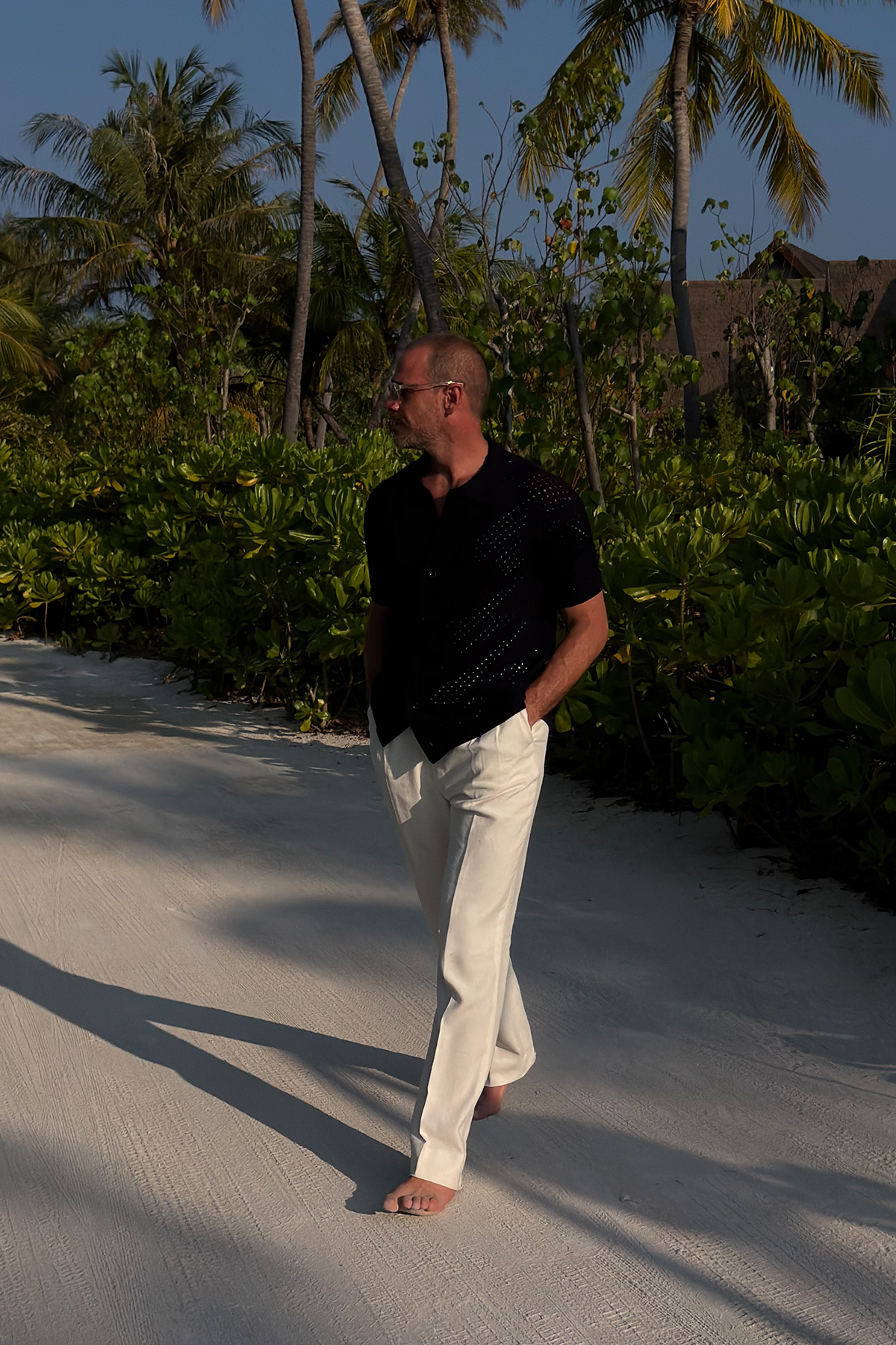 Gehäkeltes Kurzarmhemd 'Pinto' in marine