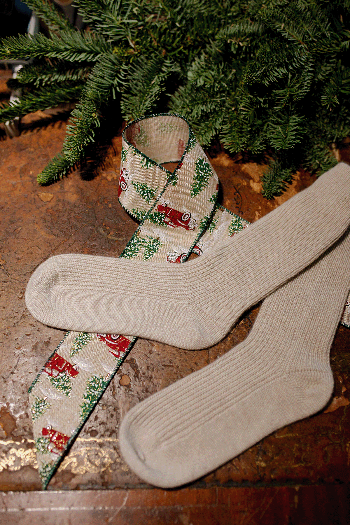 Kaschmirsocken in beige