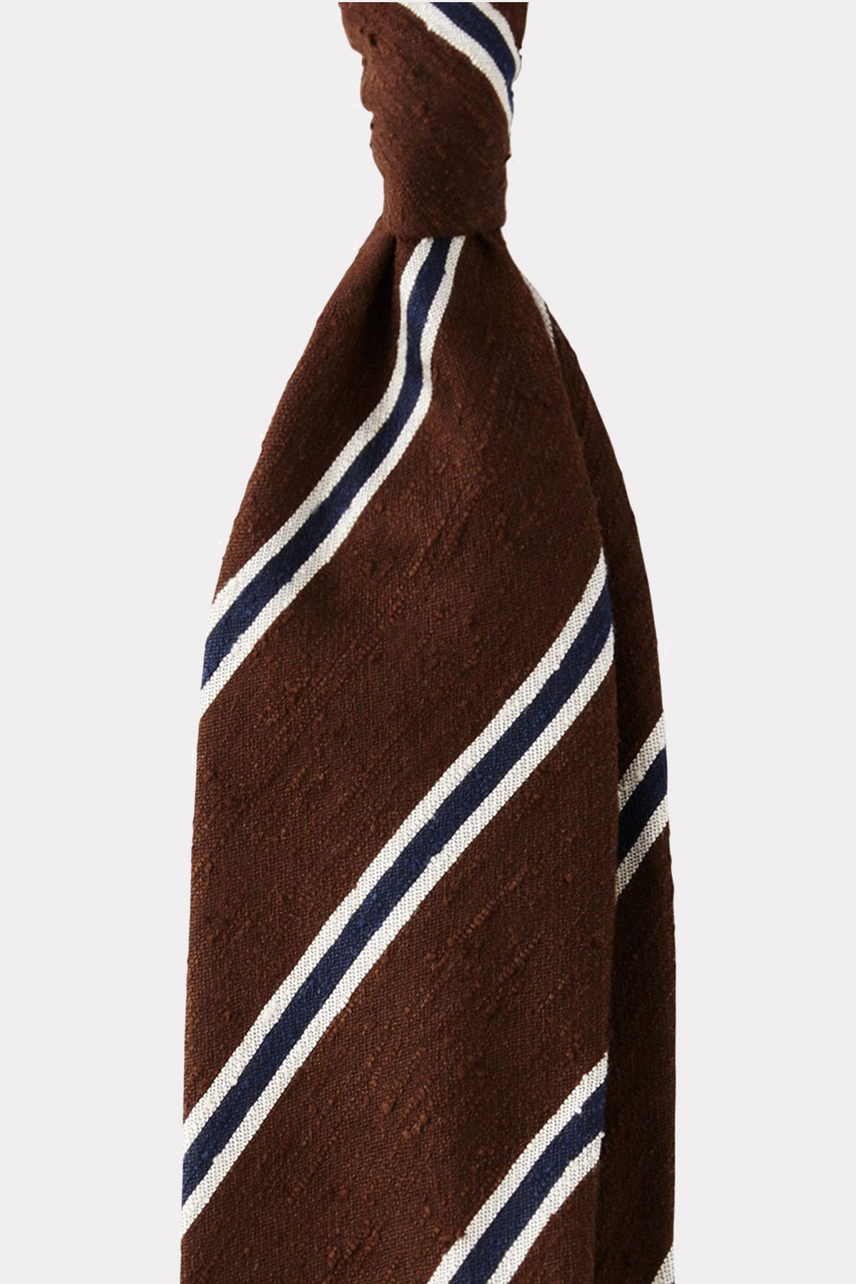 Tie in brown-white-navy striped