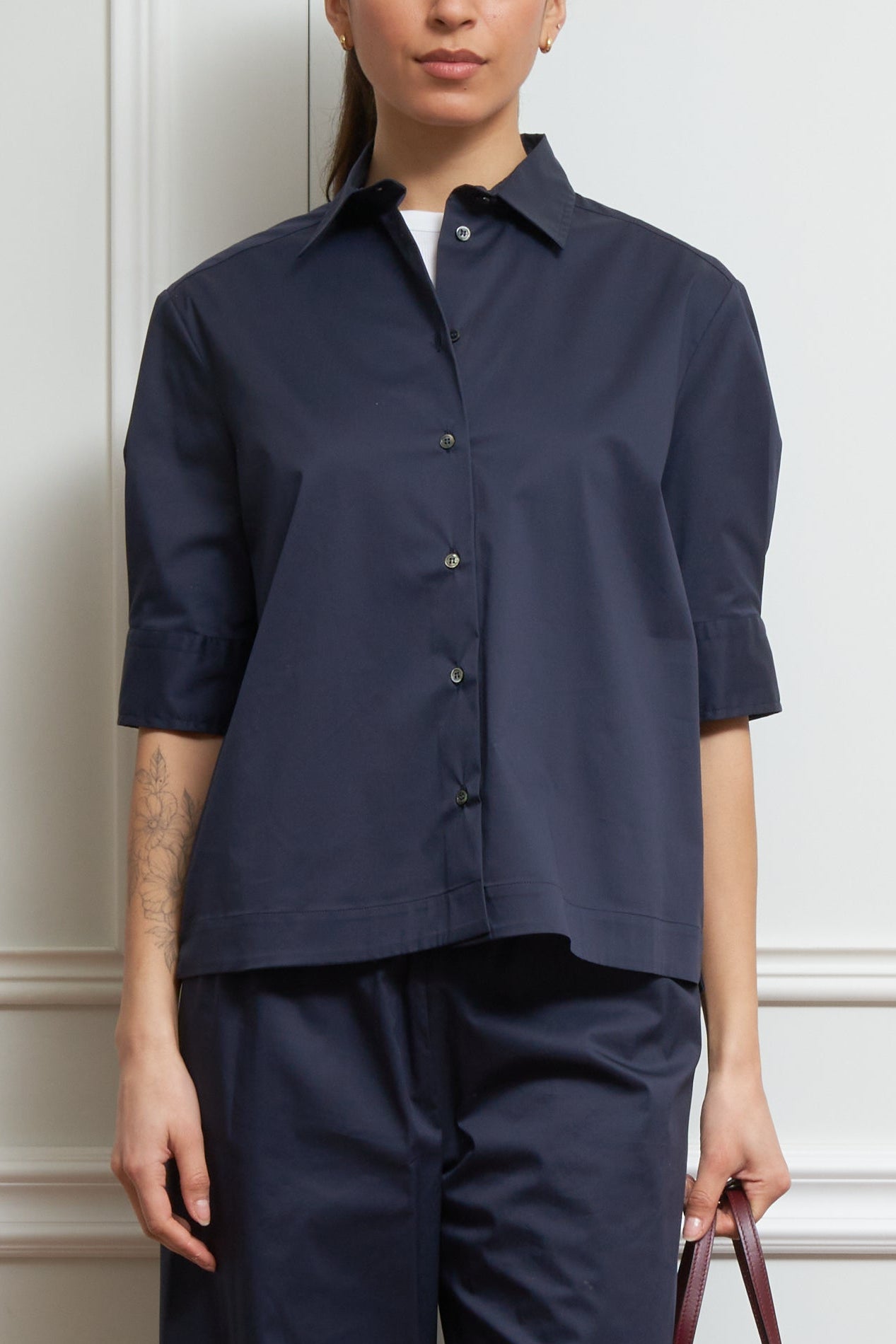 Kurzarm-Hemdbluse in marine