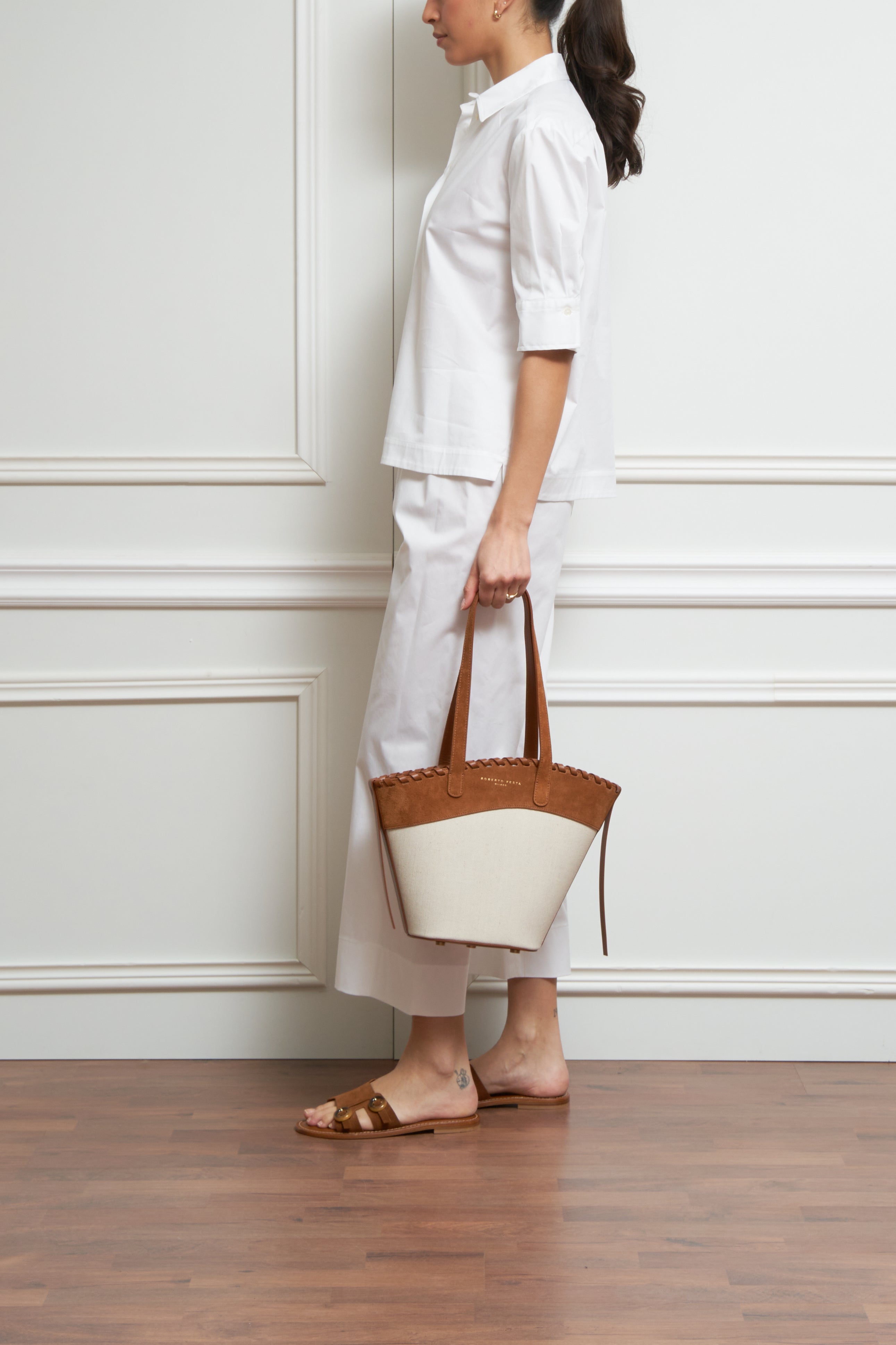 Kurzarm-Hemdbluse in weiß