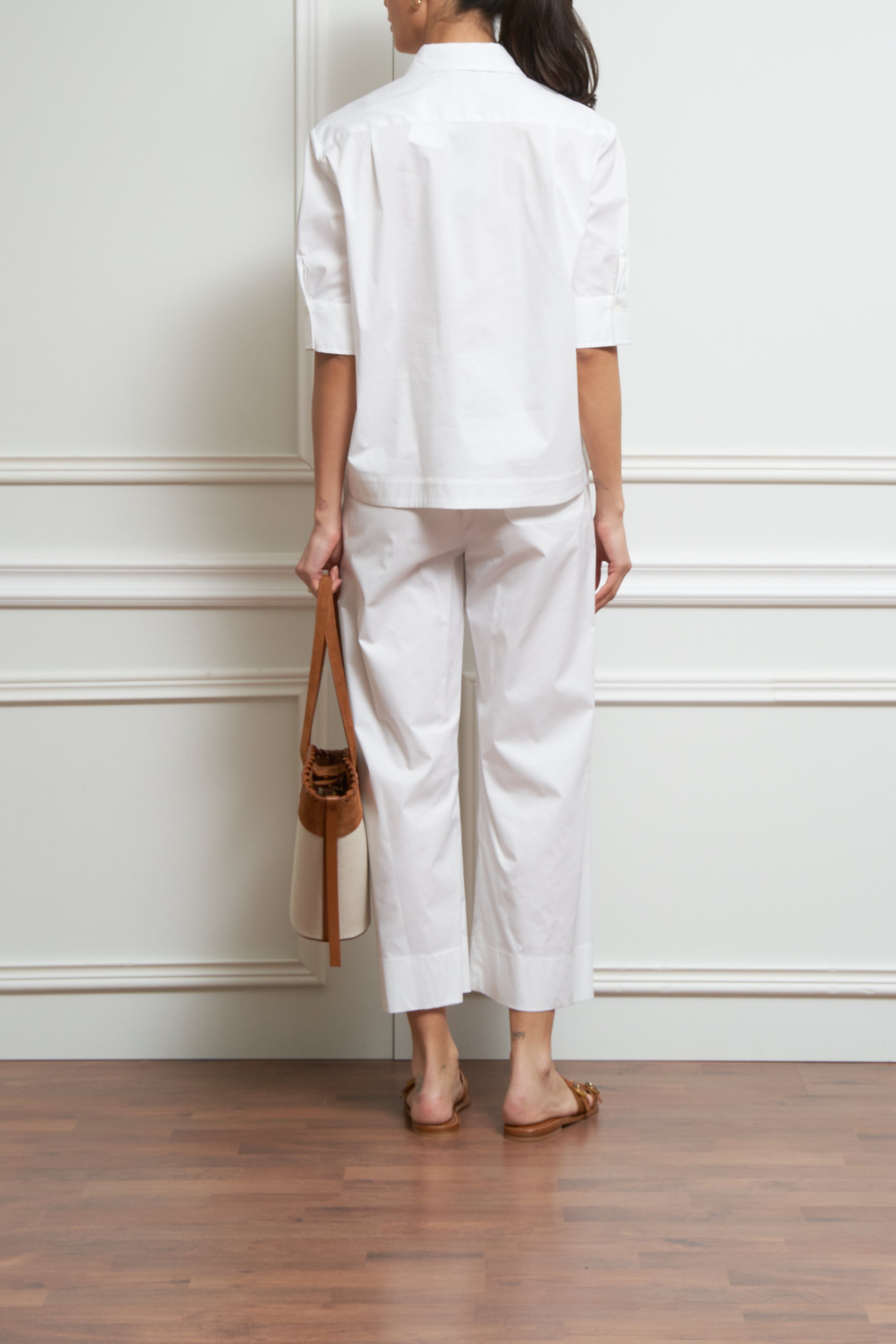 Kurzarm-Hemdbluse in weiß