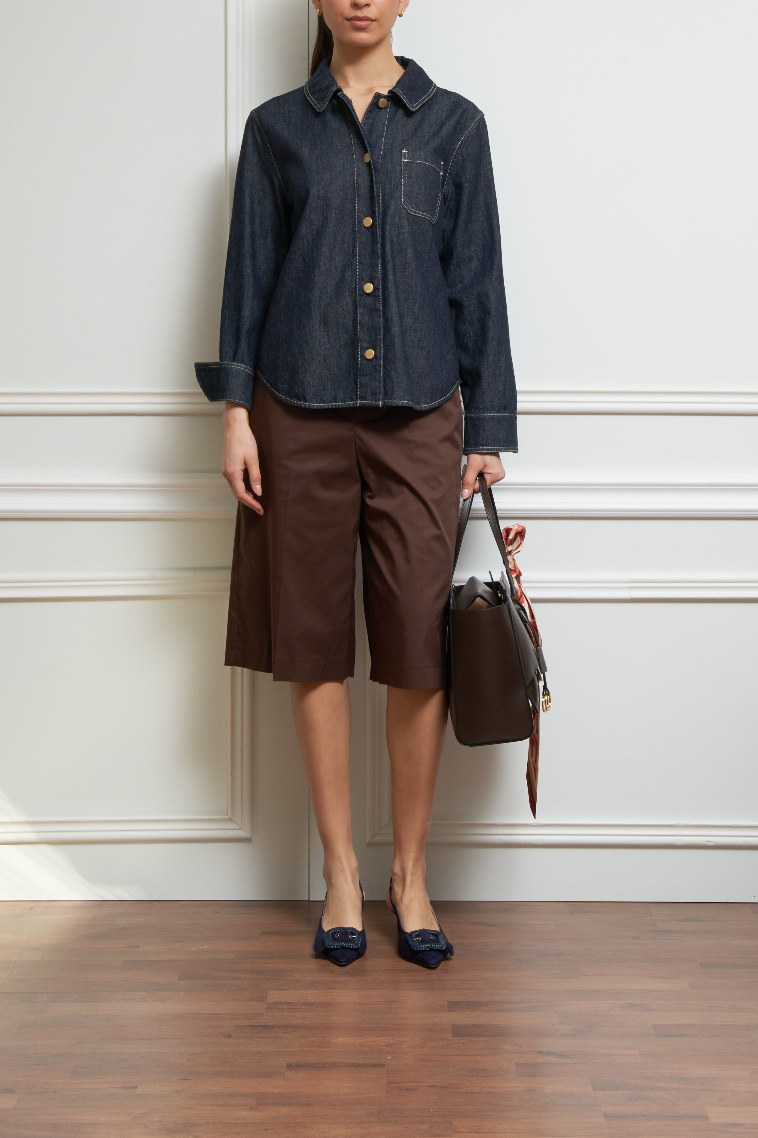 Hemdbluse aus Baumwolldenim in blau