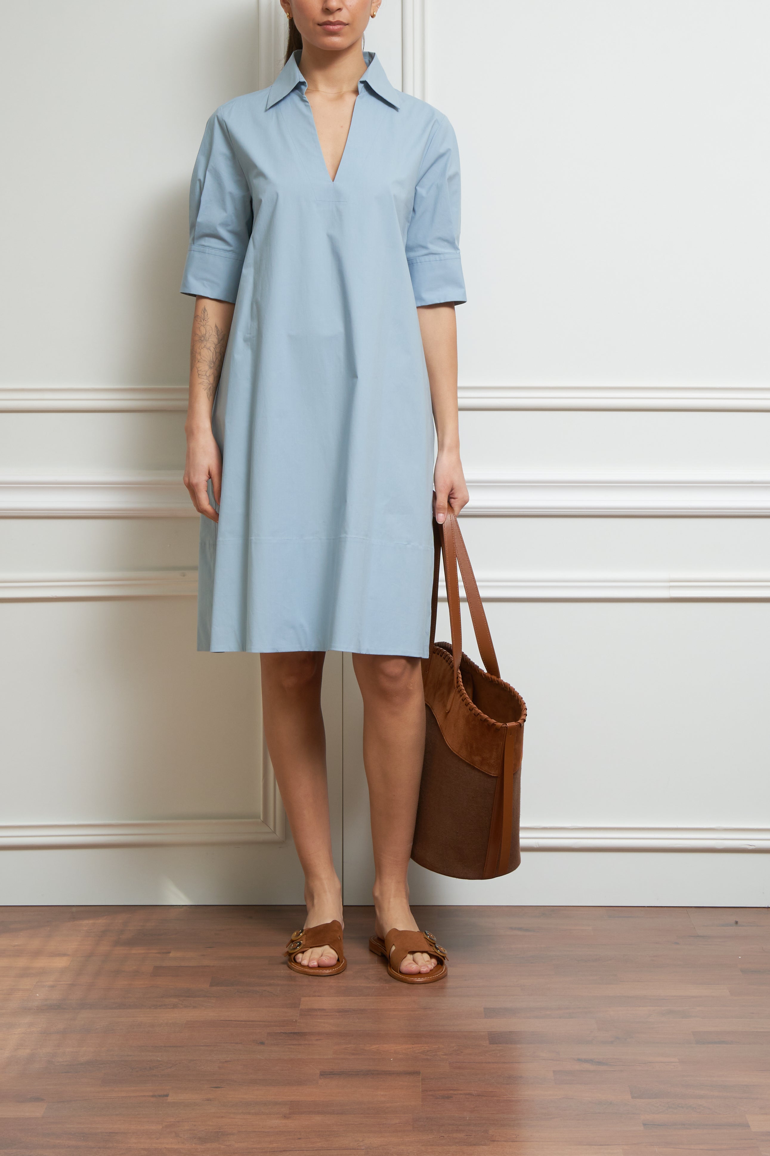 Hemdblusenkleid in hellblau