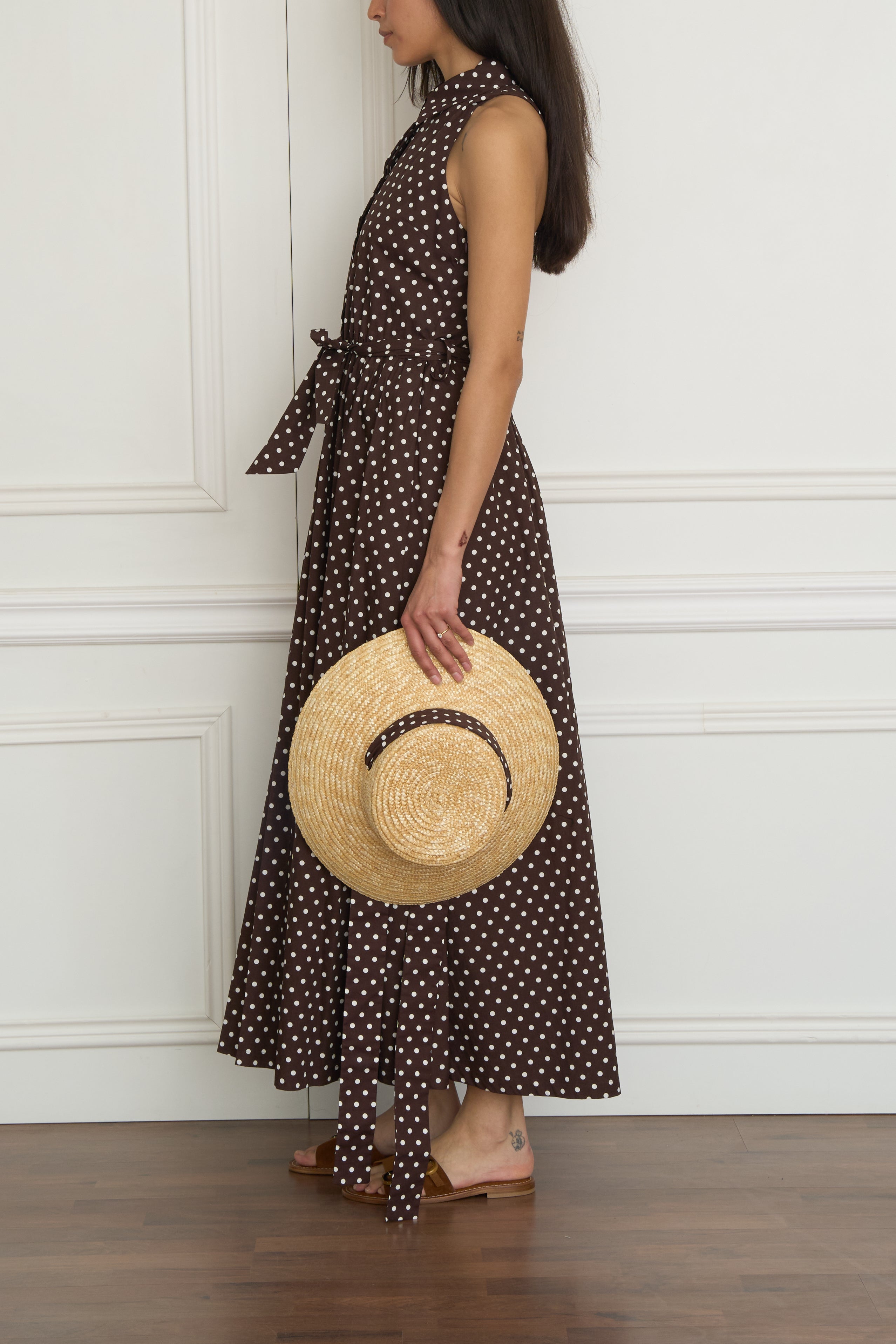 Polka-Dot Maxikleid in braun