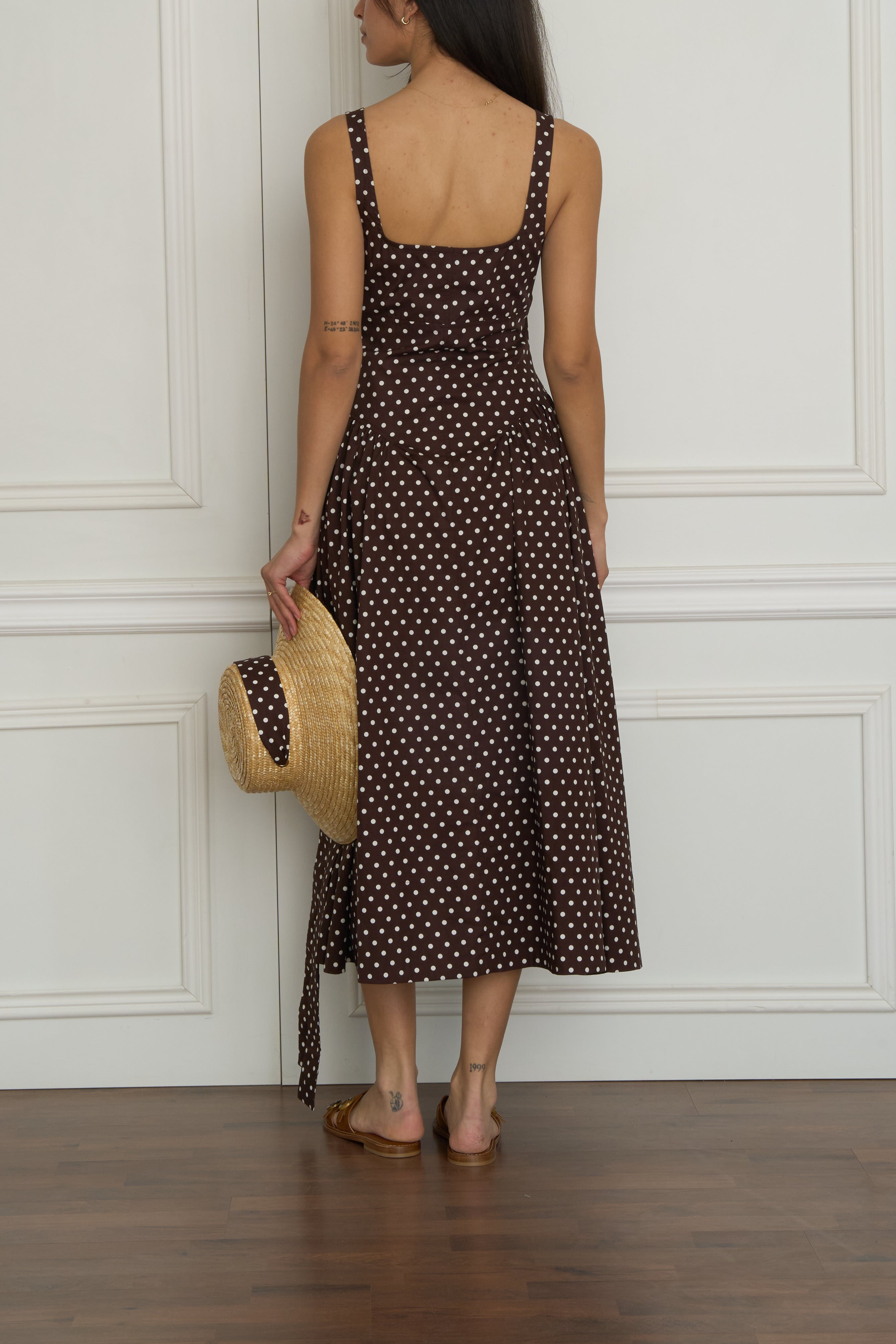 Kleid mit Polka-Dots in braun