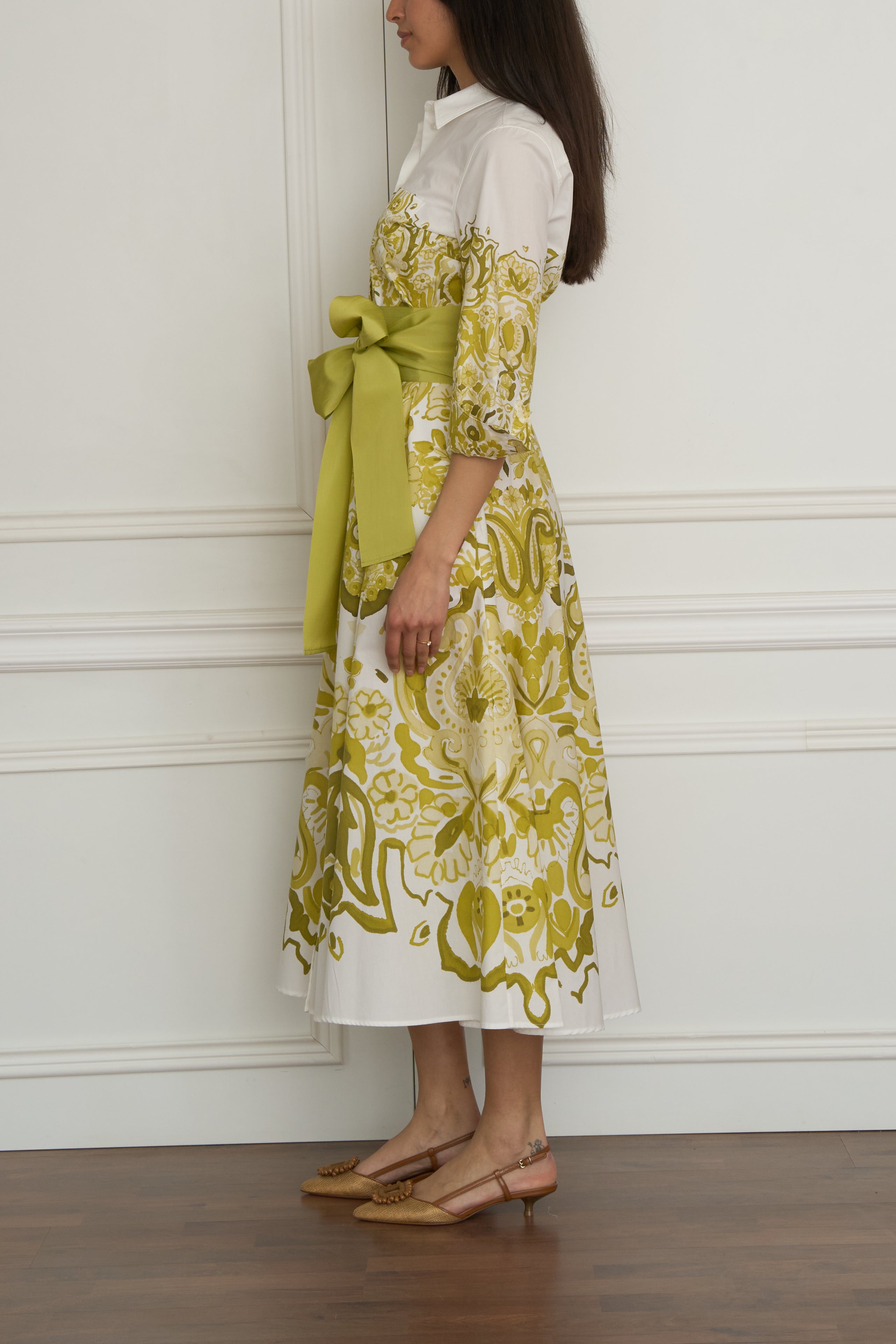 Gemustertes Kleid 'Nydia' in weiß/ hellgrün