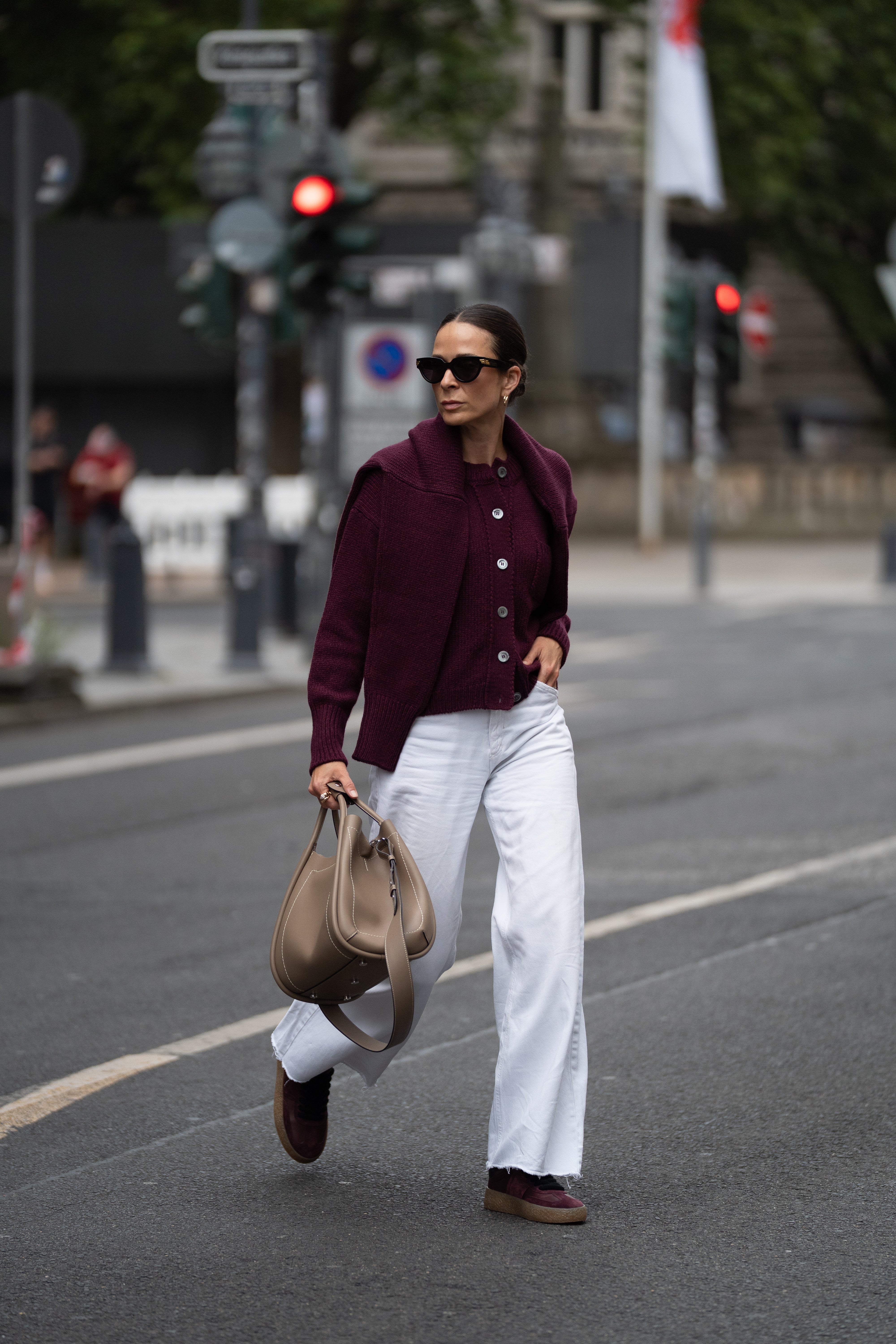 Cashmere Strickjacke in bordeaux