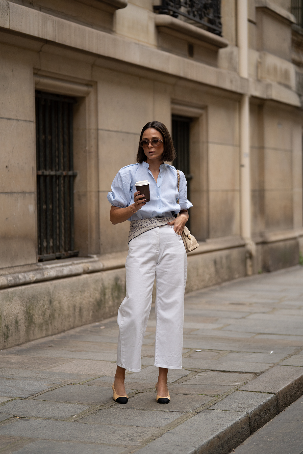 Leinenbluse in hellblau