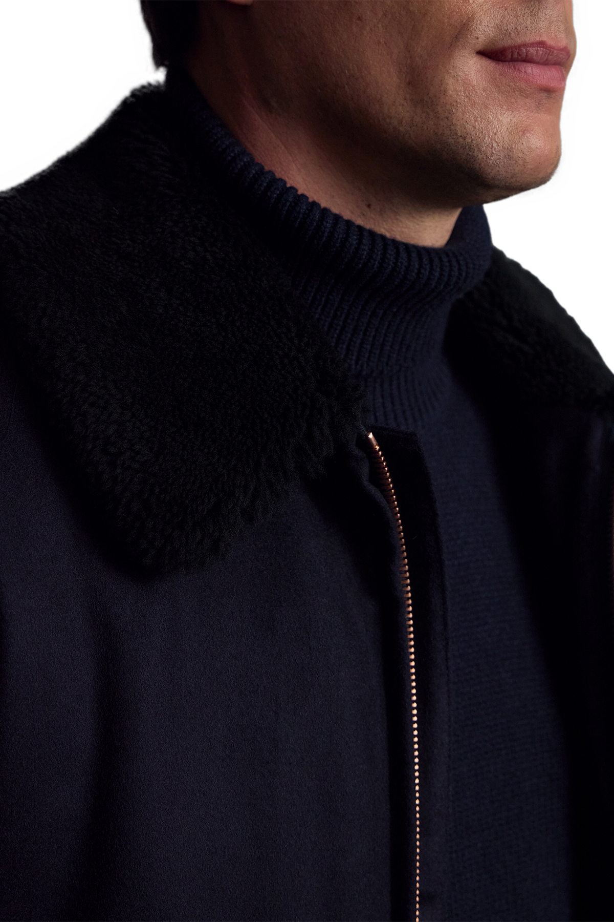 Jacke mit Lammfellkragen in marine