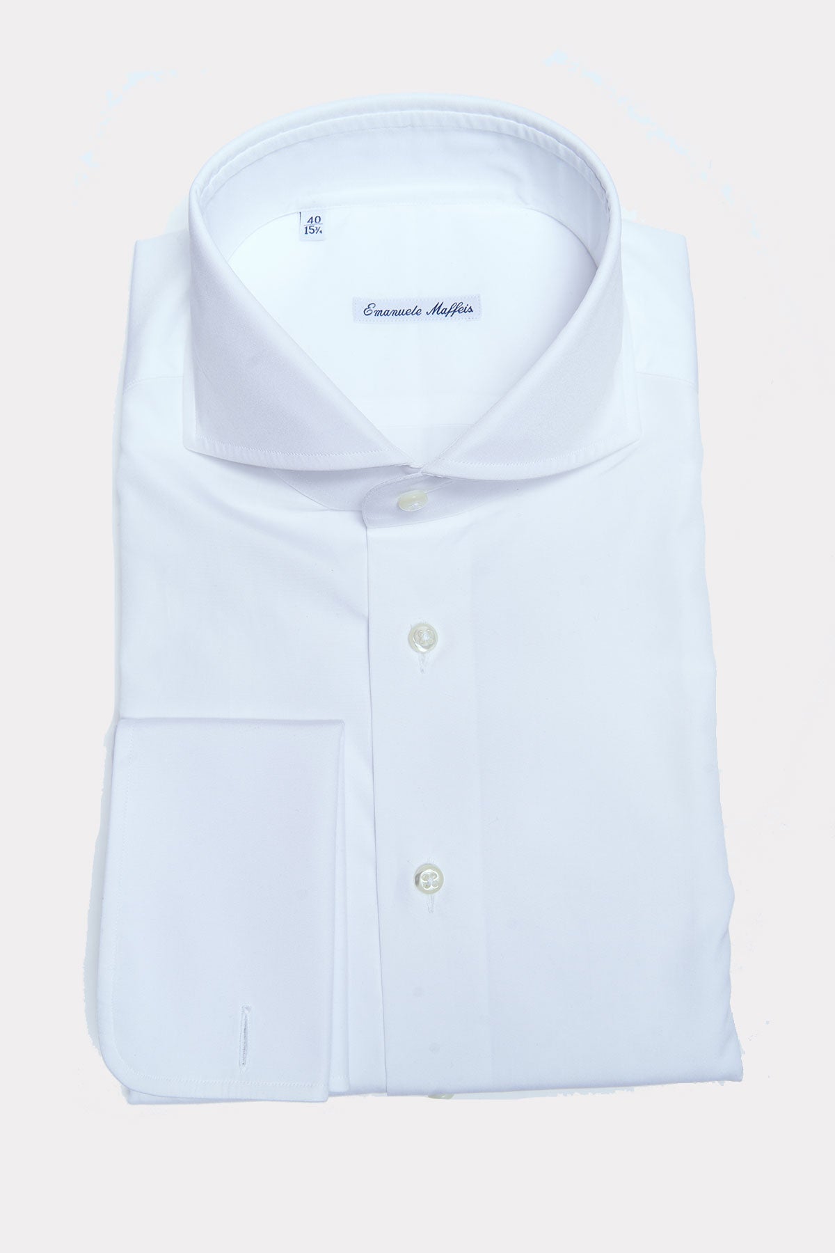 Poplin shirt in white with shark collar