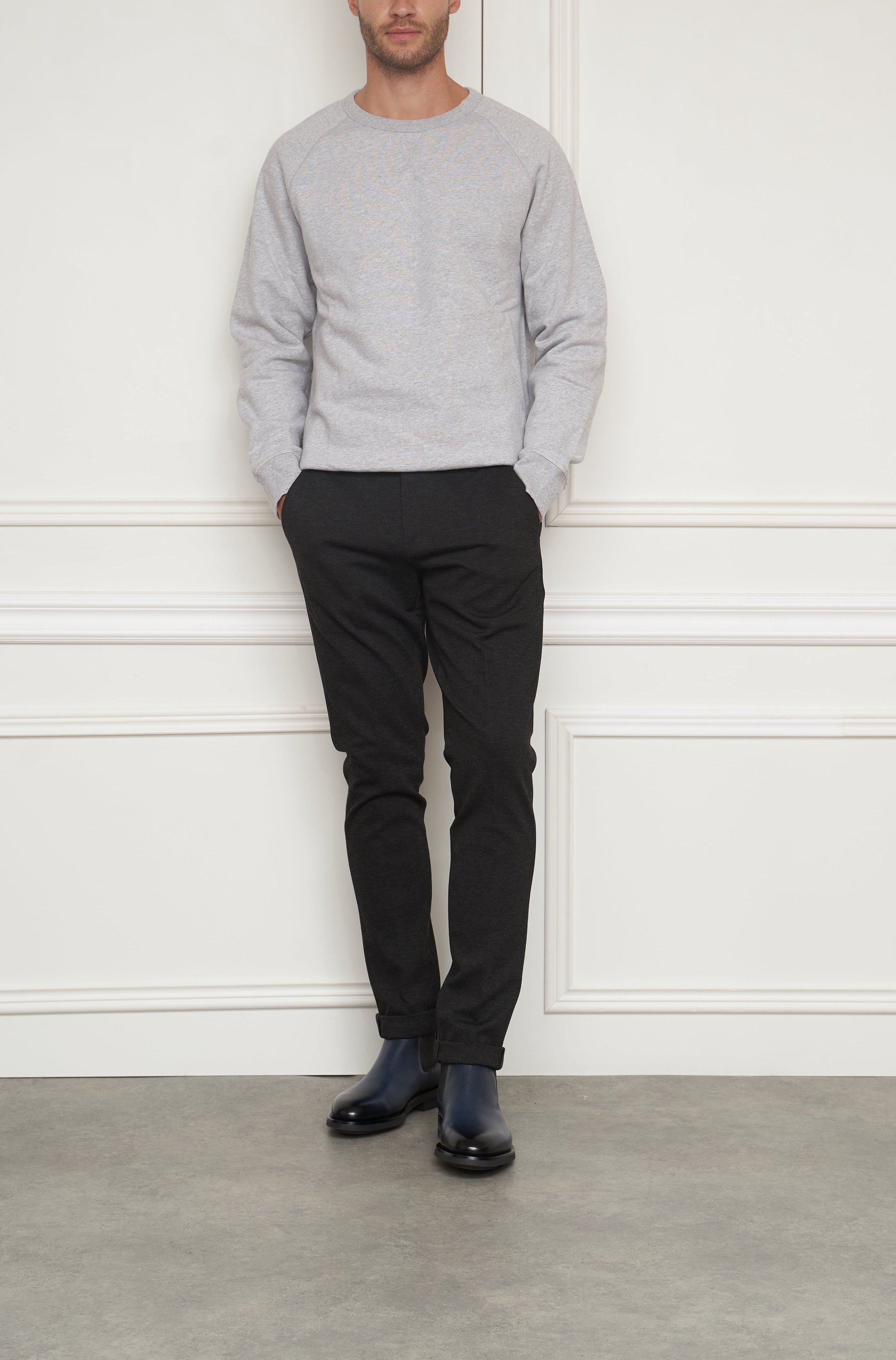 Jersey trousers in anthracite