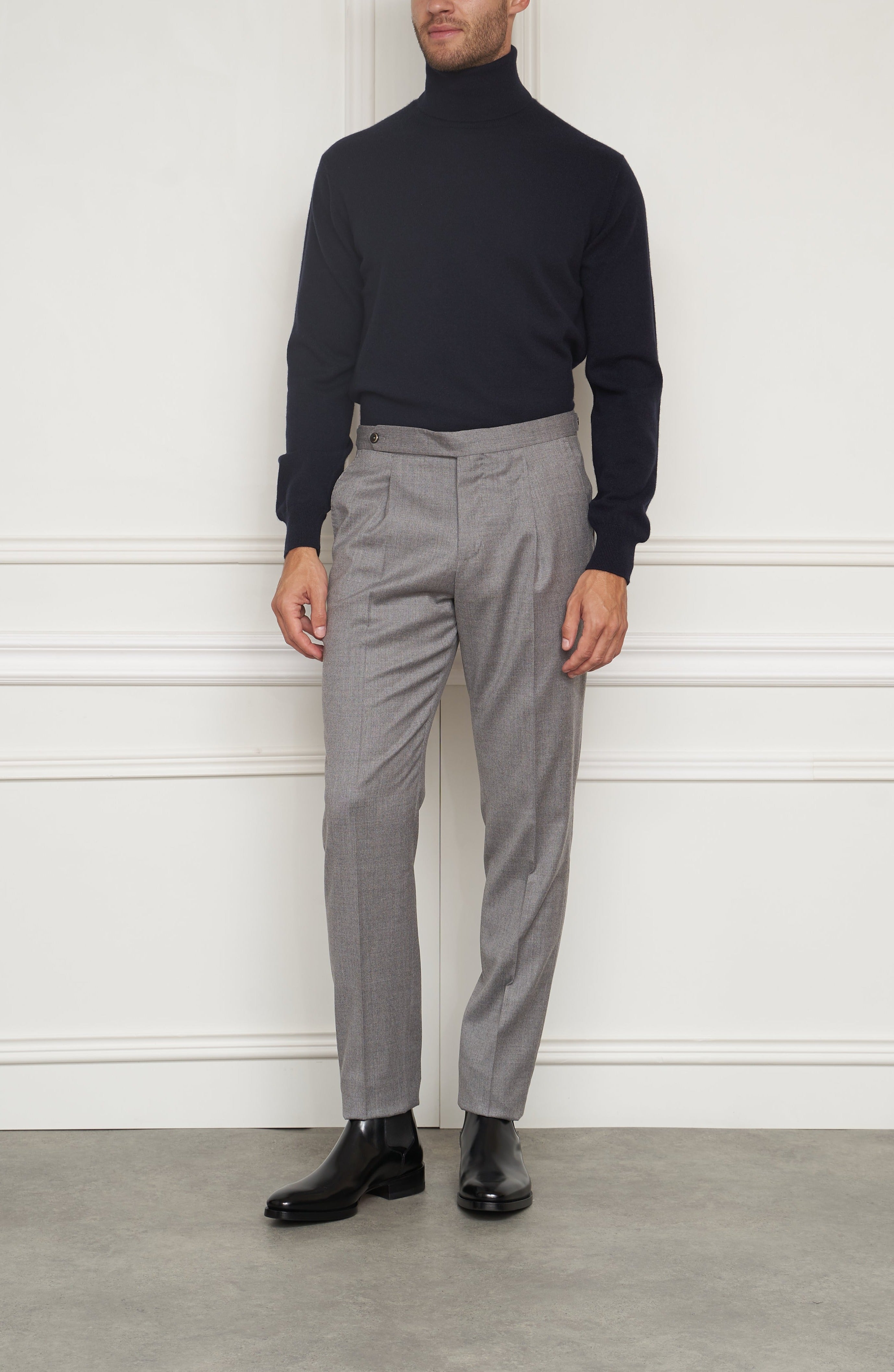 Flannel trousers in light grey