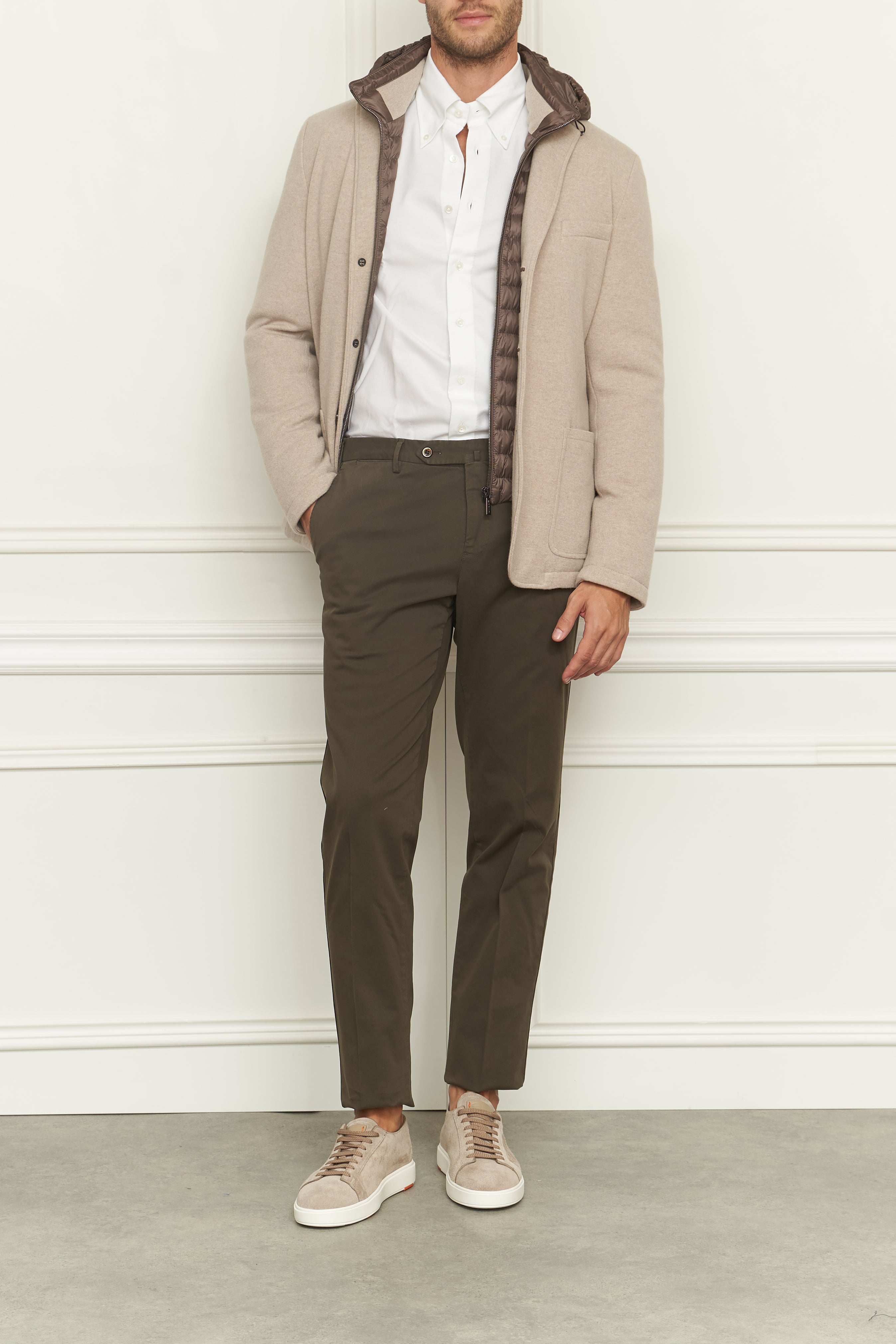 Cashmere-Blazer mit Dauneneinsatz in beige