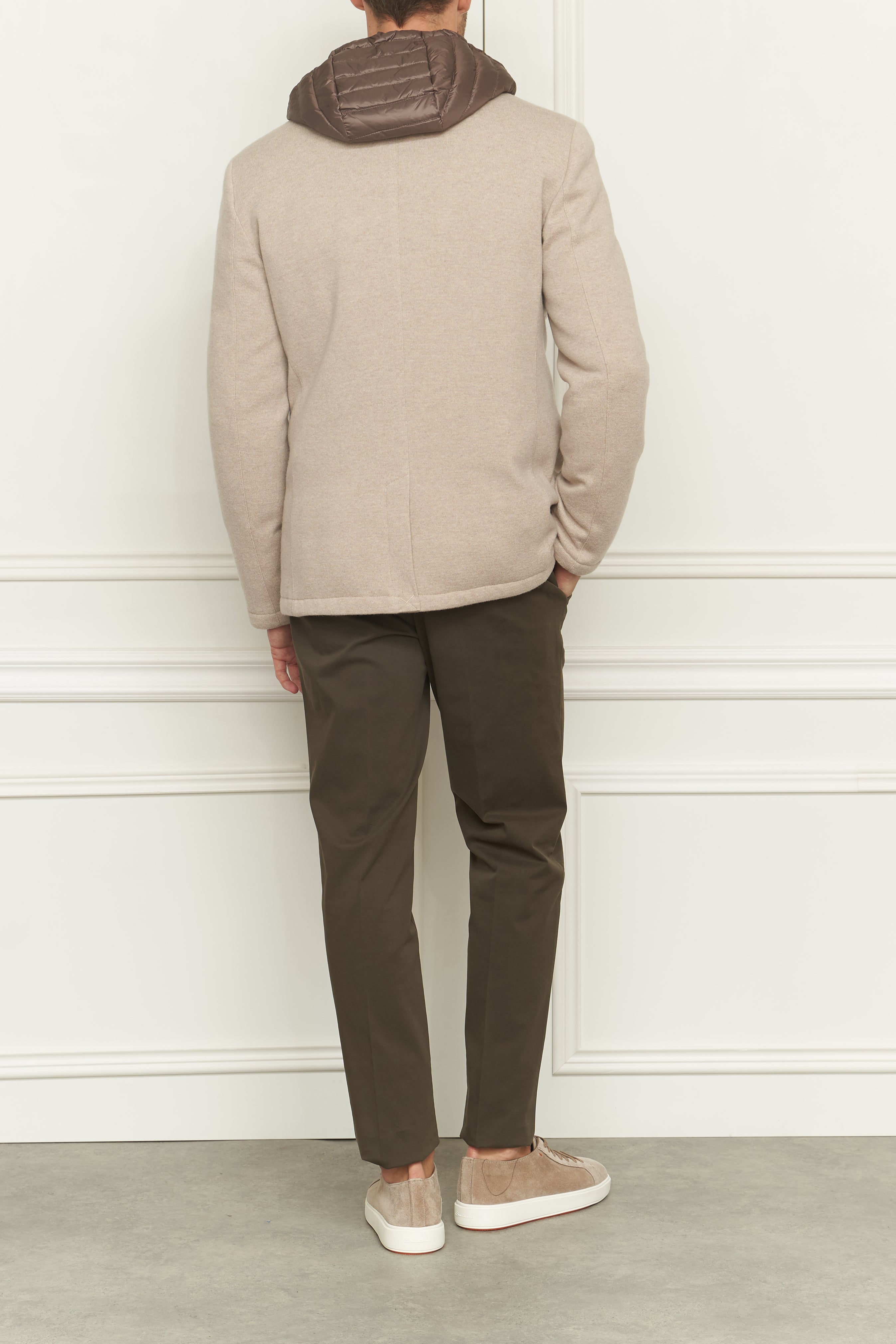 Cashmere-Blazer mit Dauneneinsatz in beige