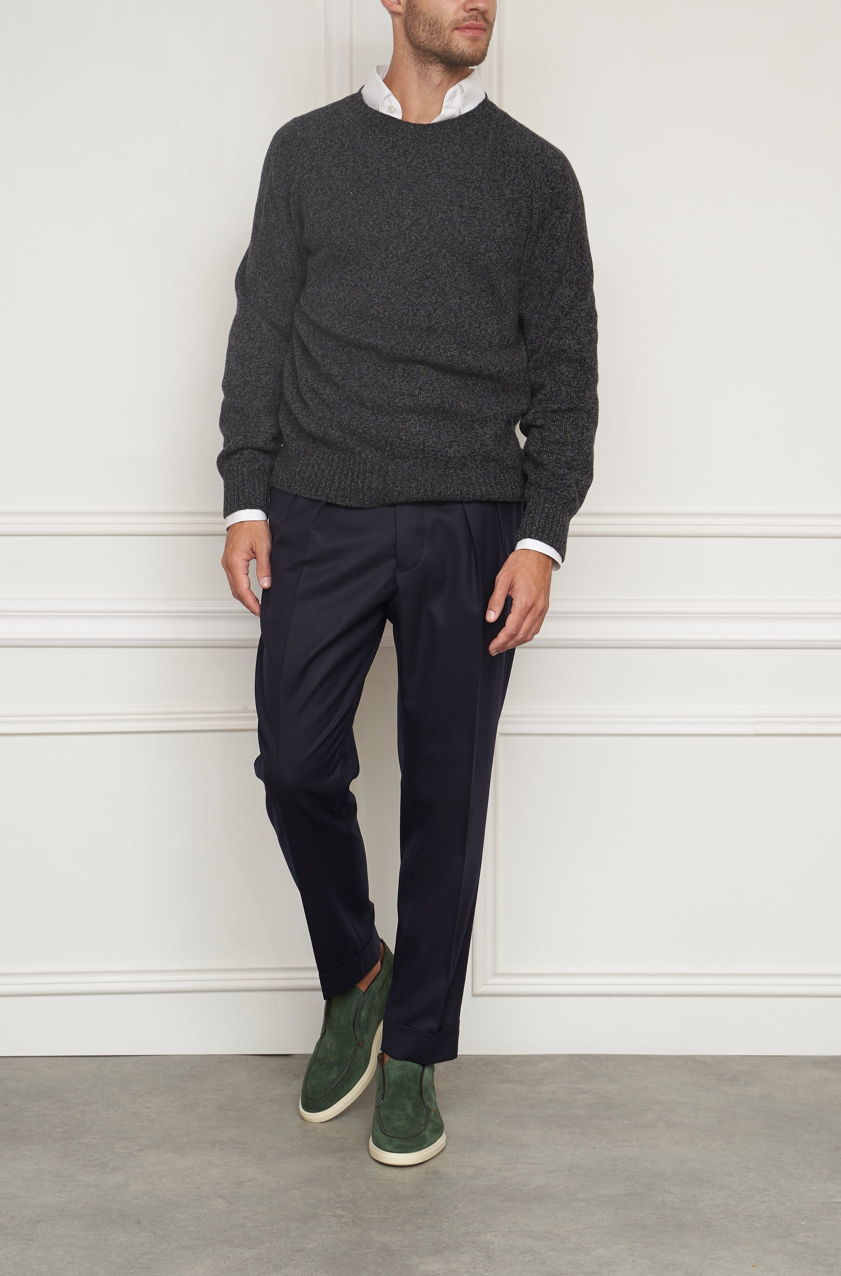 Merino Pullover in grau melange