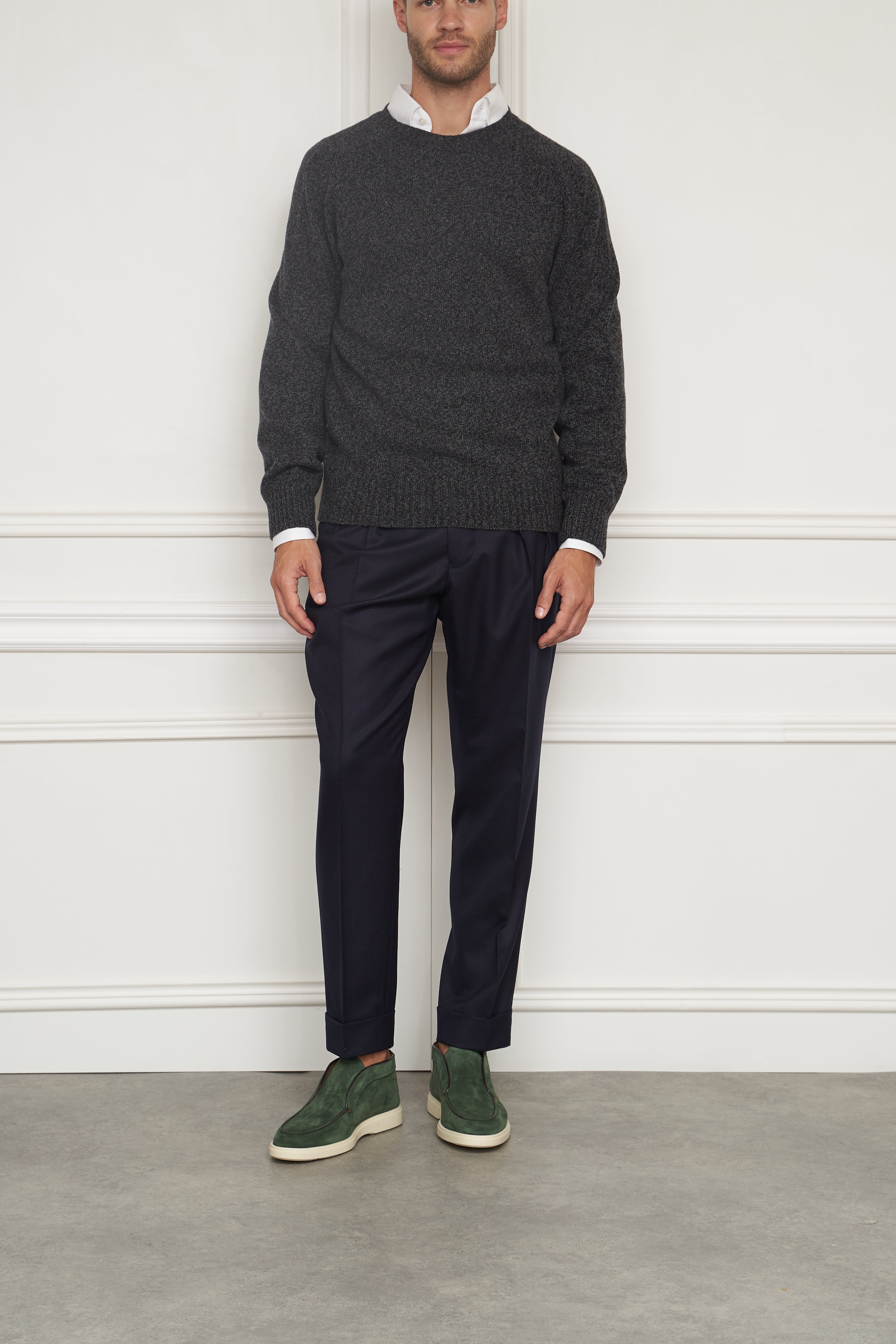 Merino Pullover in grau melange