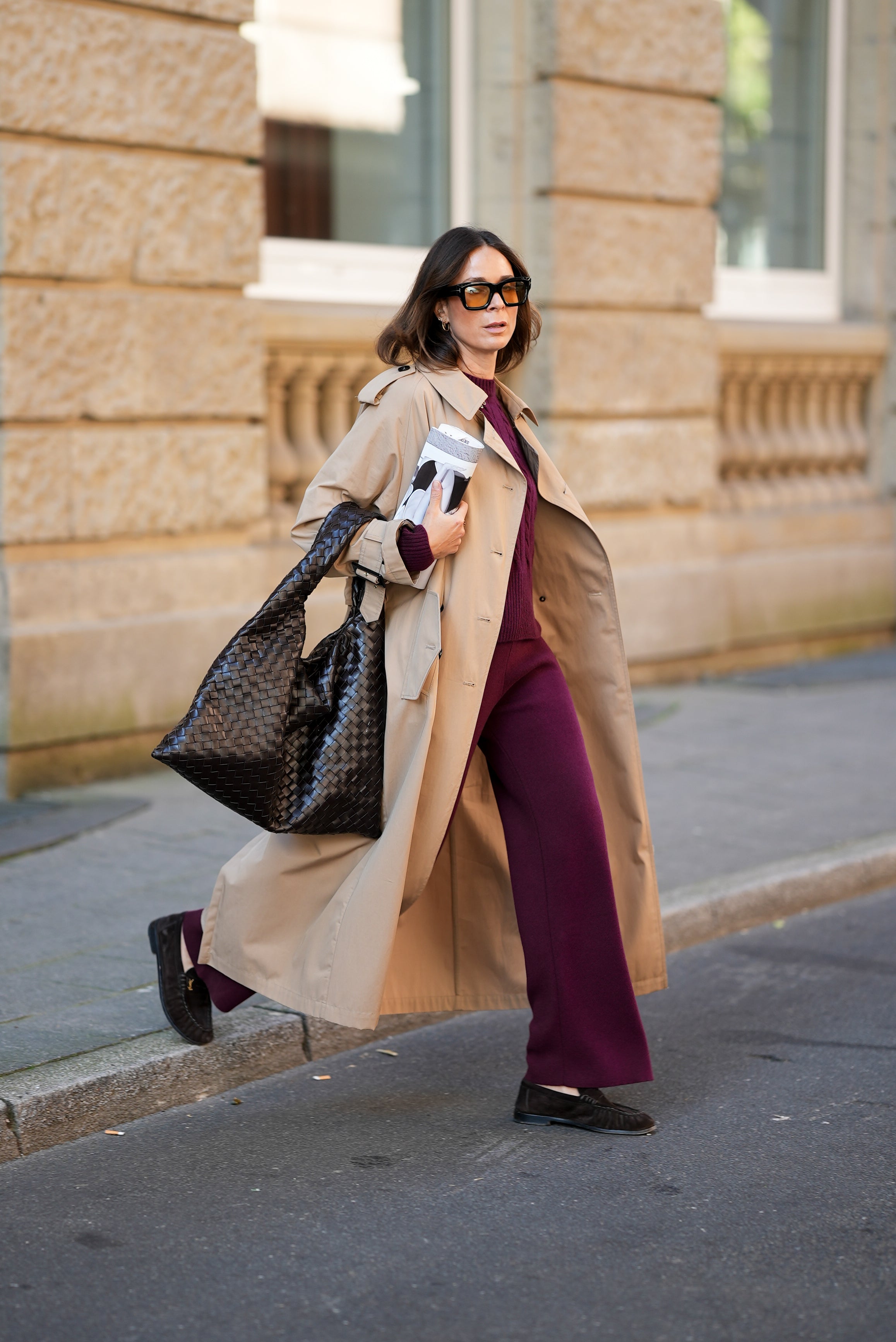 Cashmere pants in burgundy