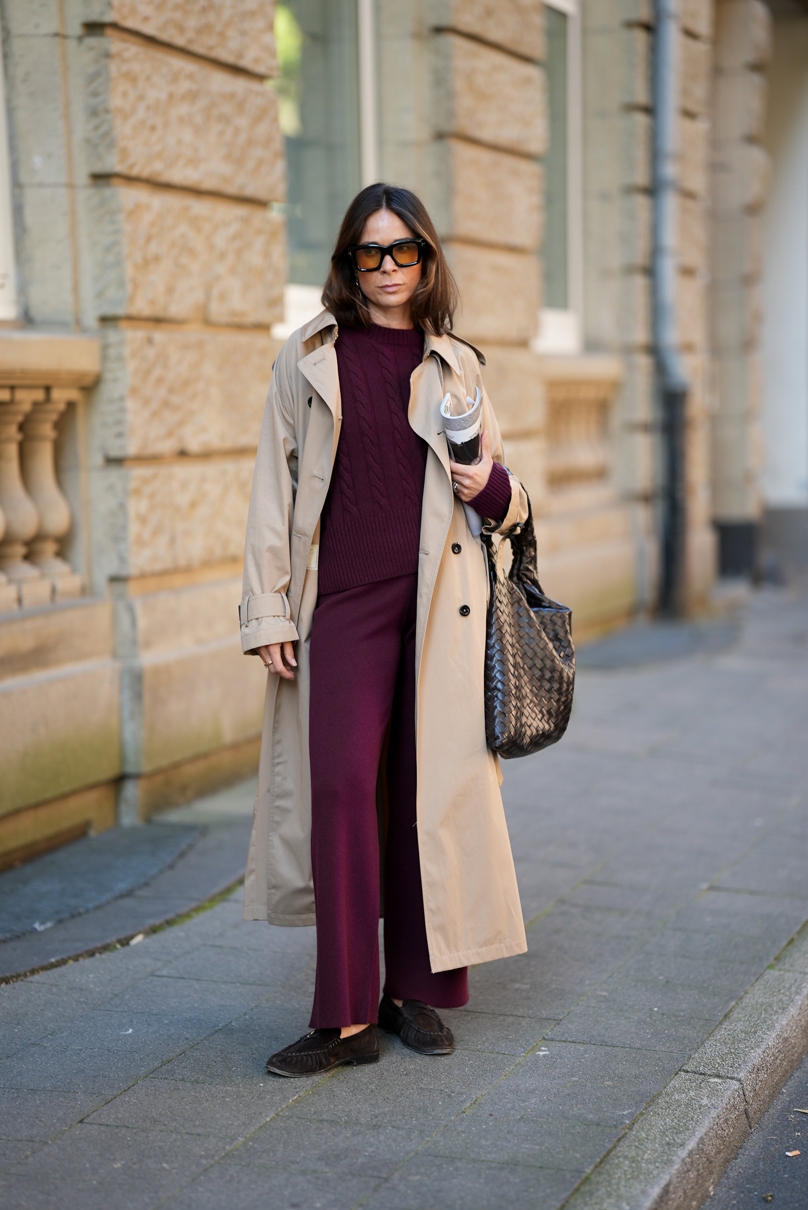 Cashmere pants in burgundy