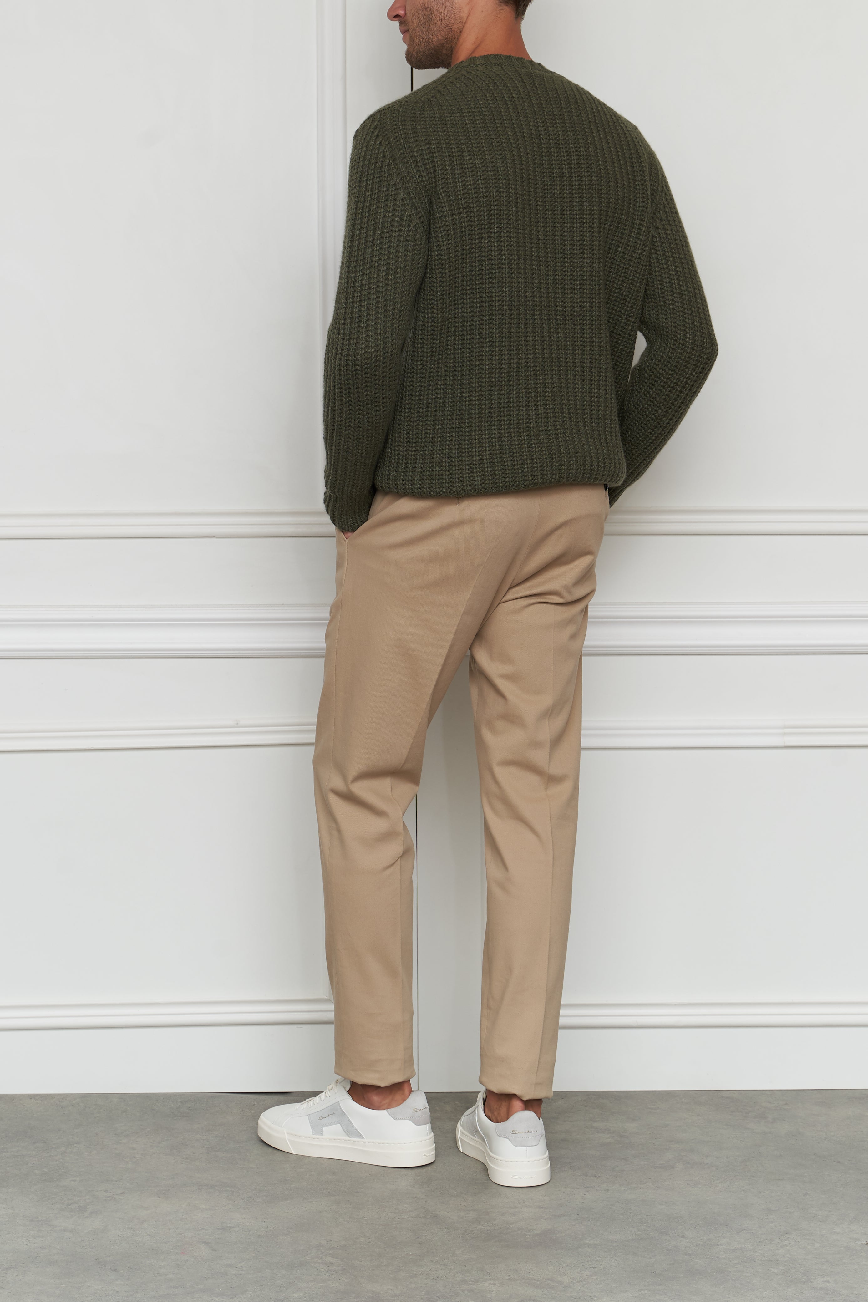 Grobstrickpullover in oliv