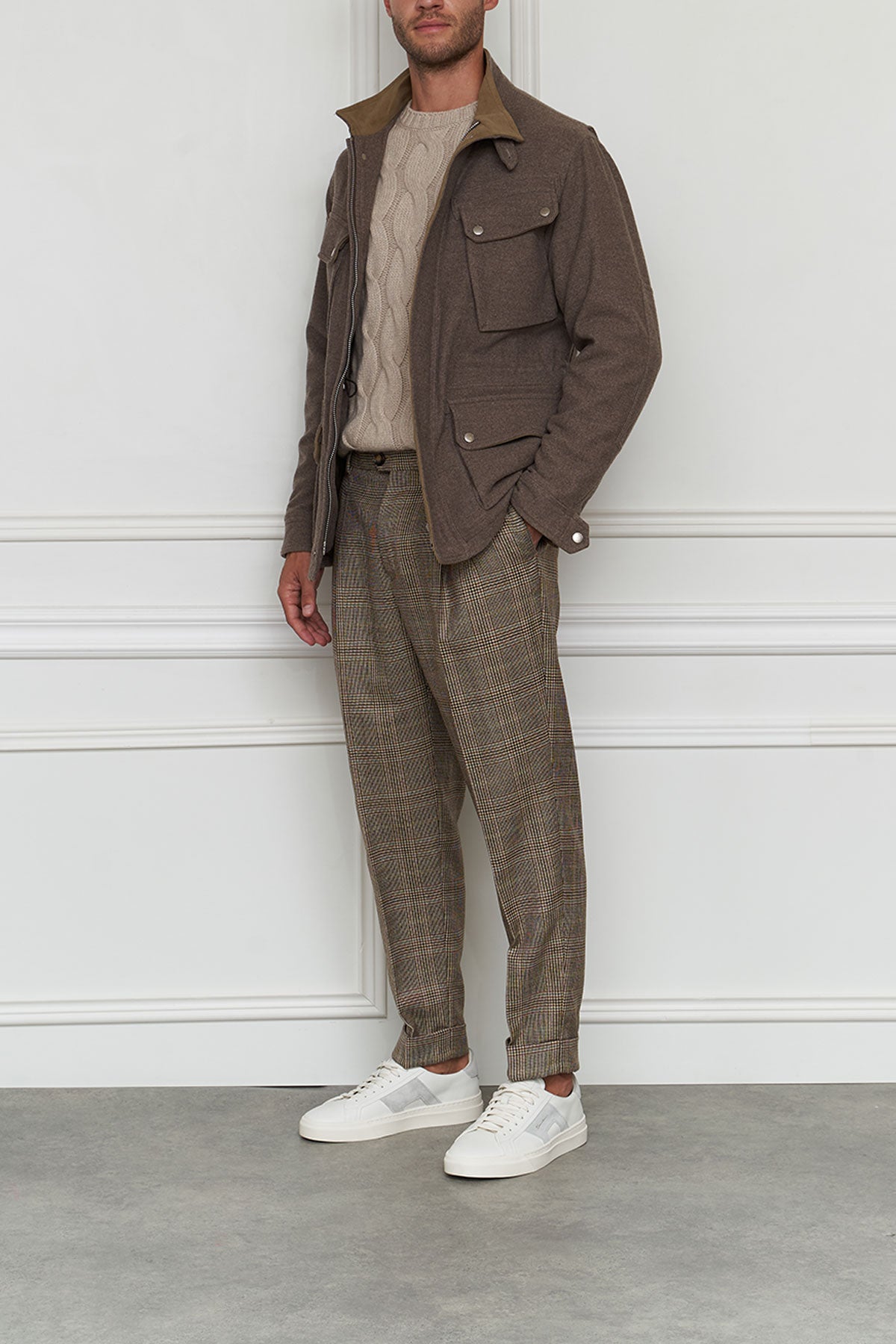 Wolljacke in beige