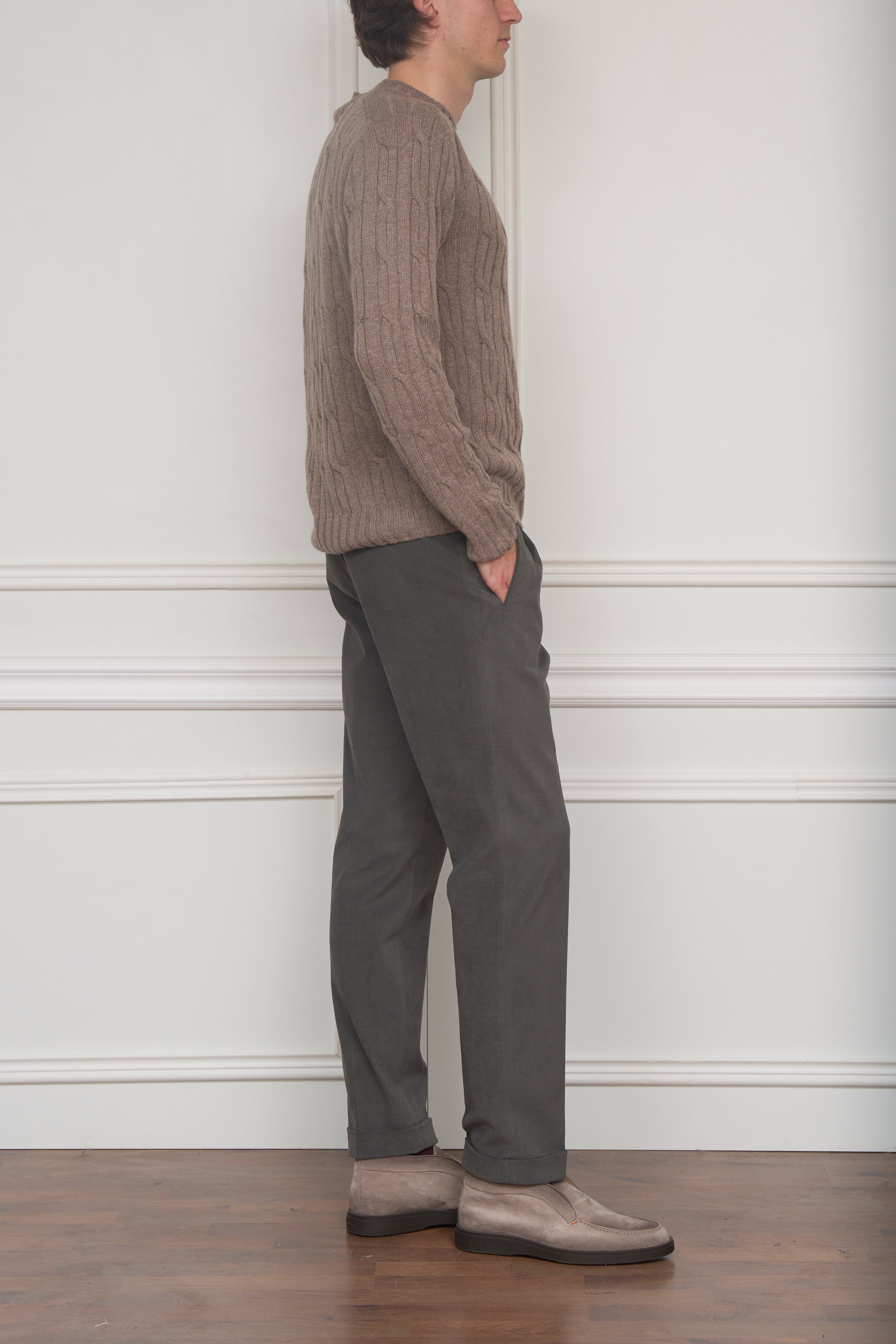 Zopfmuster-Pullover in taupe