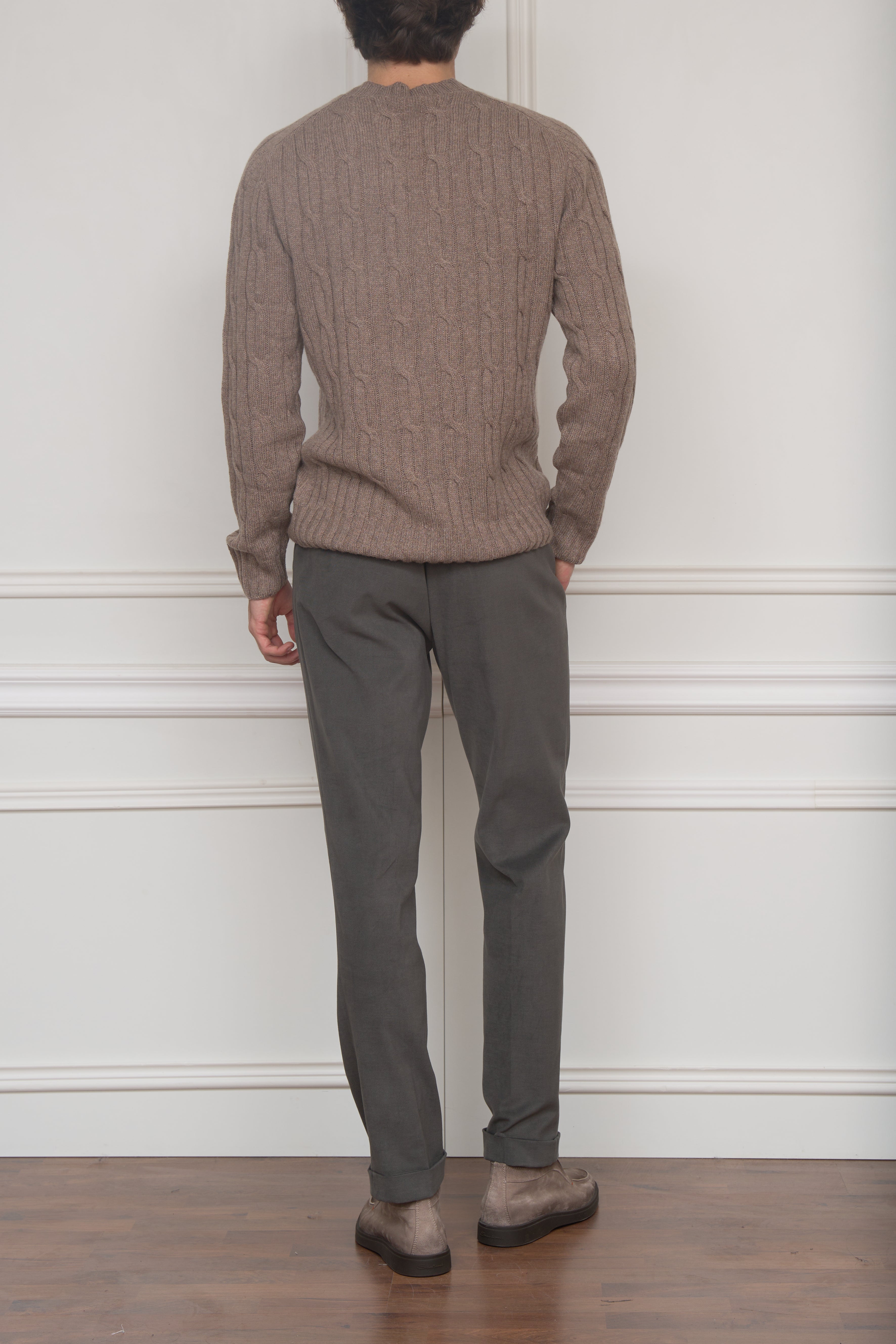 Zopfmuster-Pullover in taupe