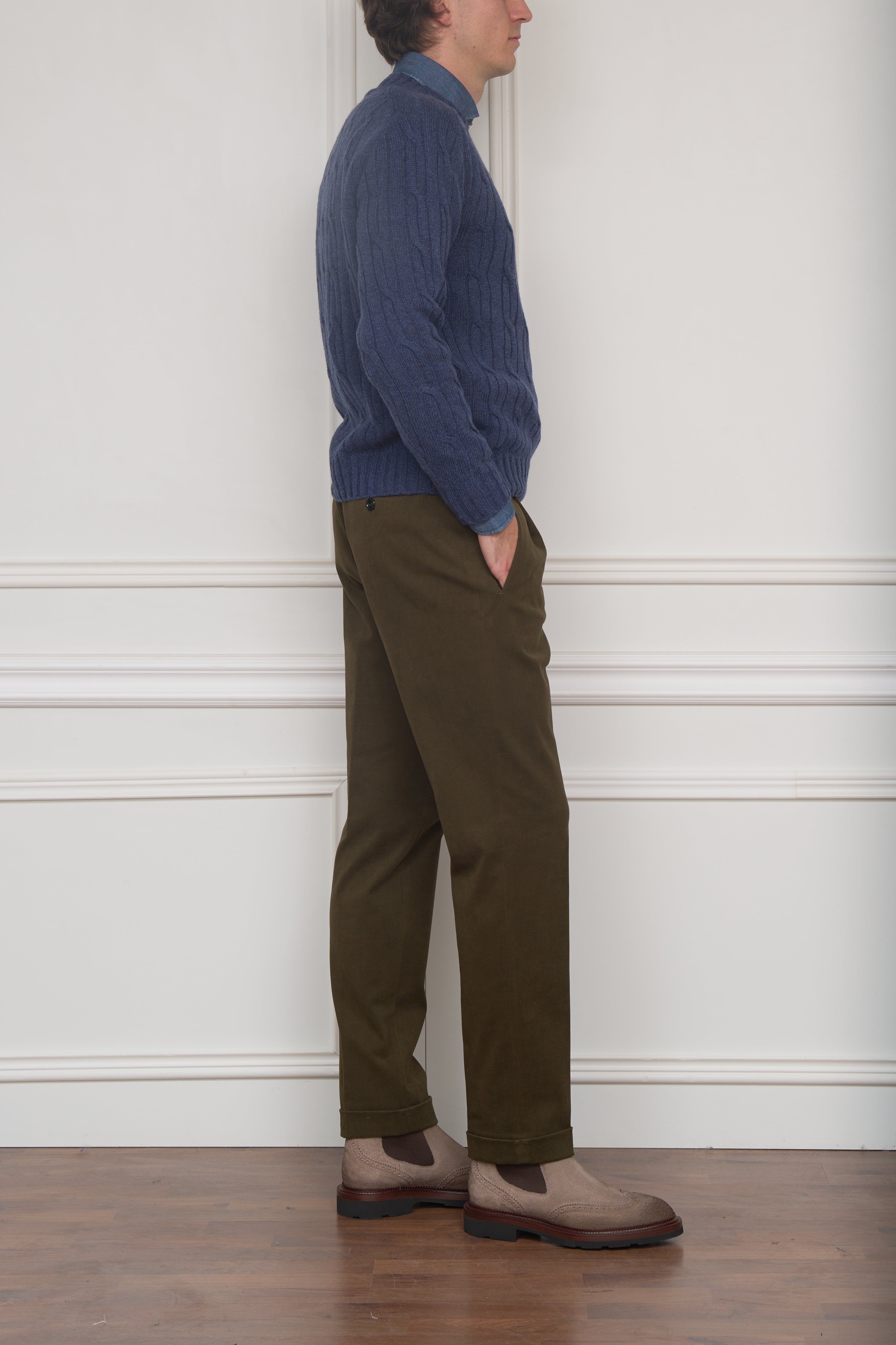 Zopfmuster-Pullover in blau