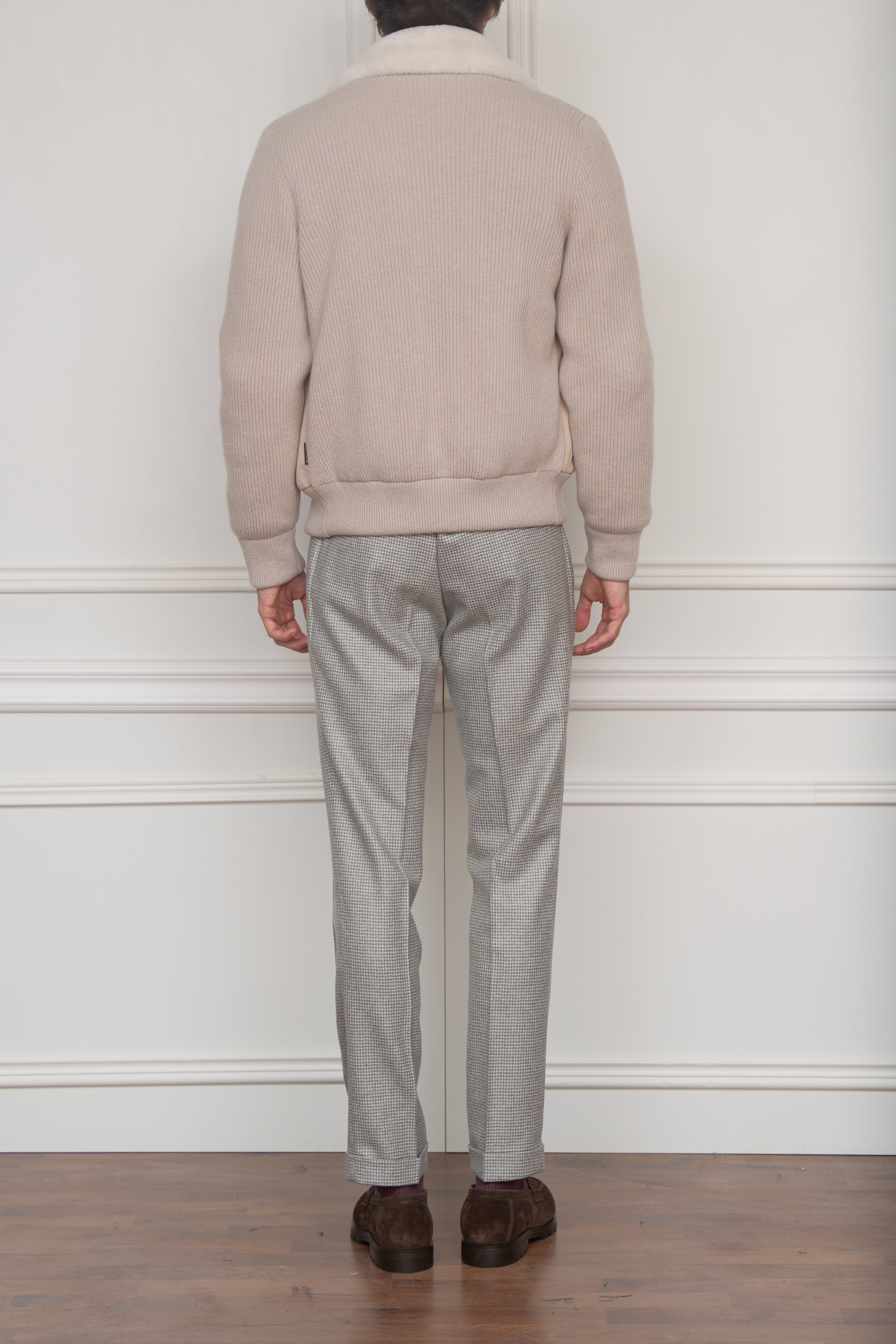 Wattierte Strickjacke in beige