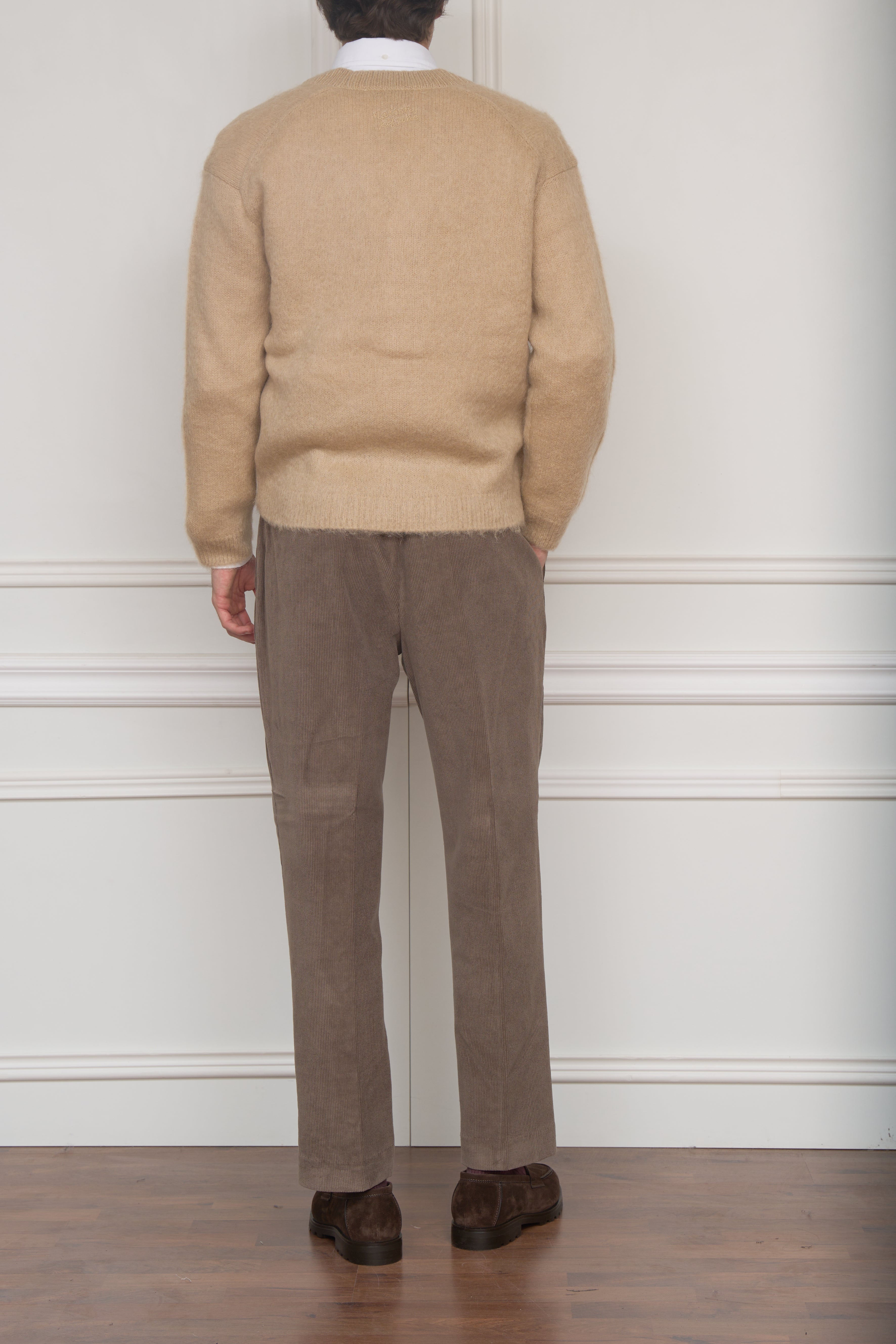 Gebürstete Mohair-Strickjacke in beige