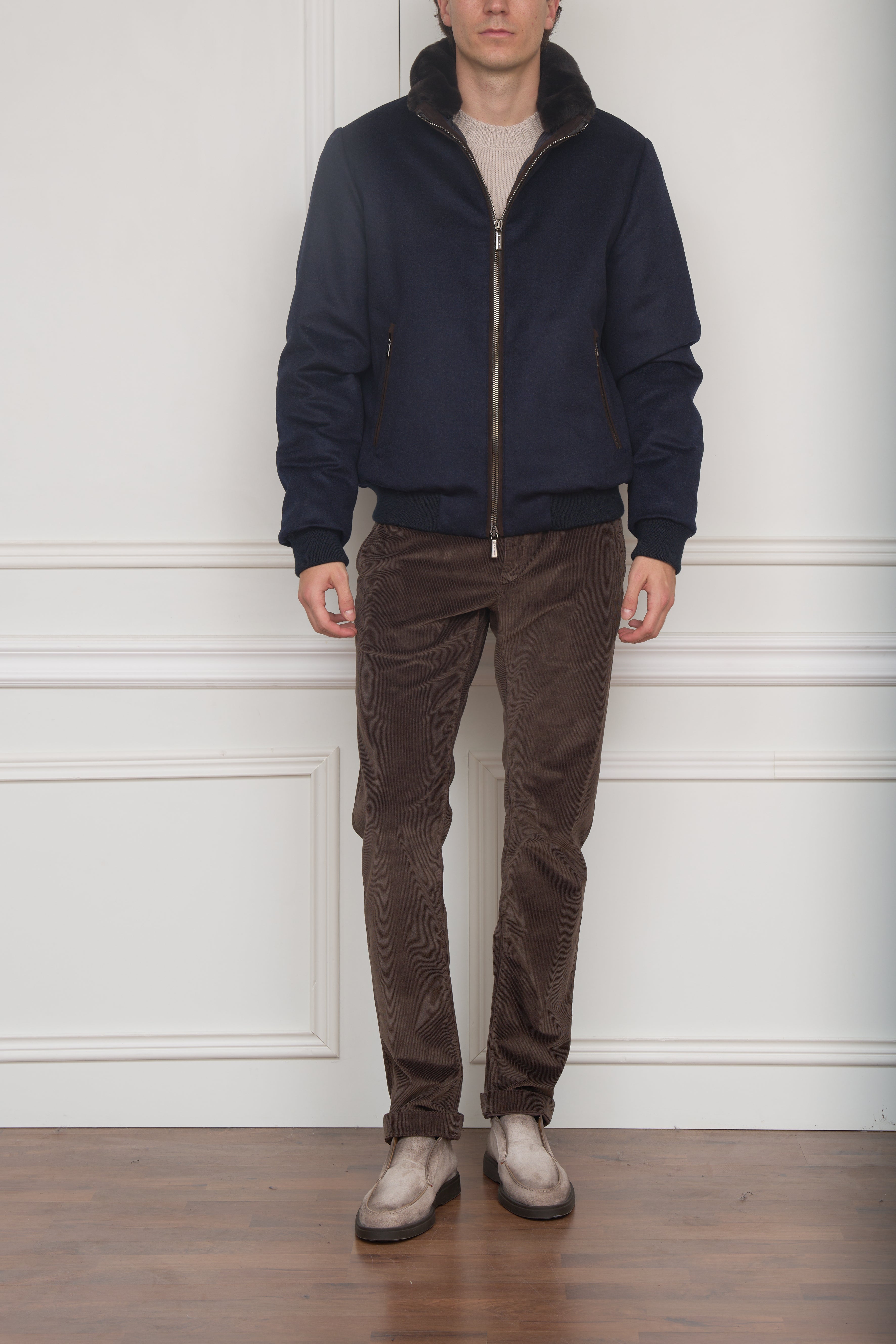 Kaschmir Bomberjacke in blau