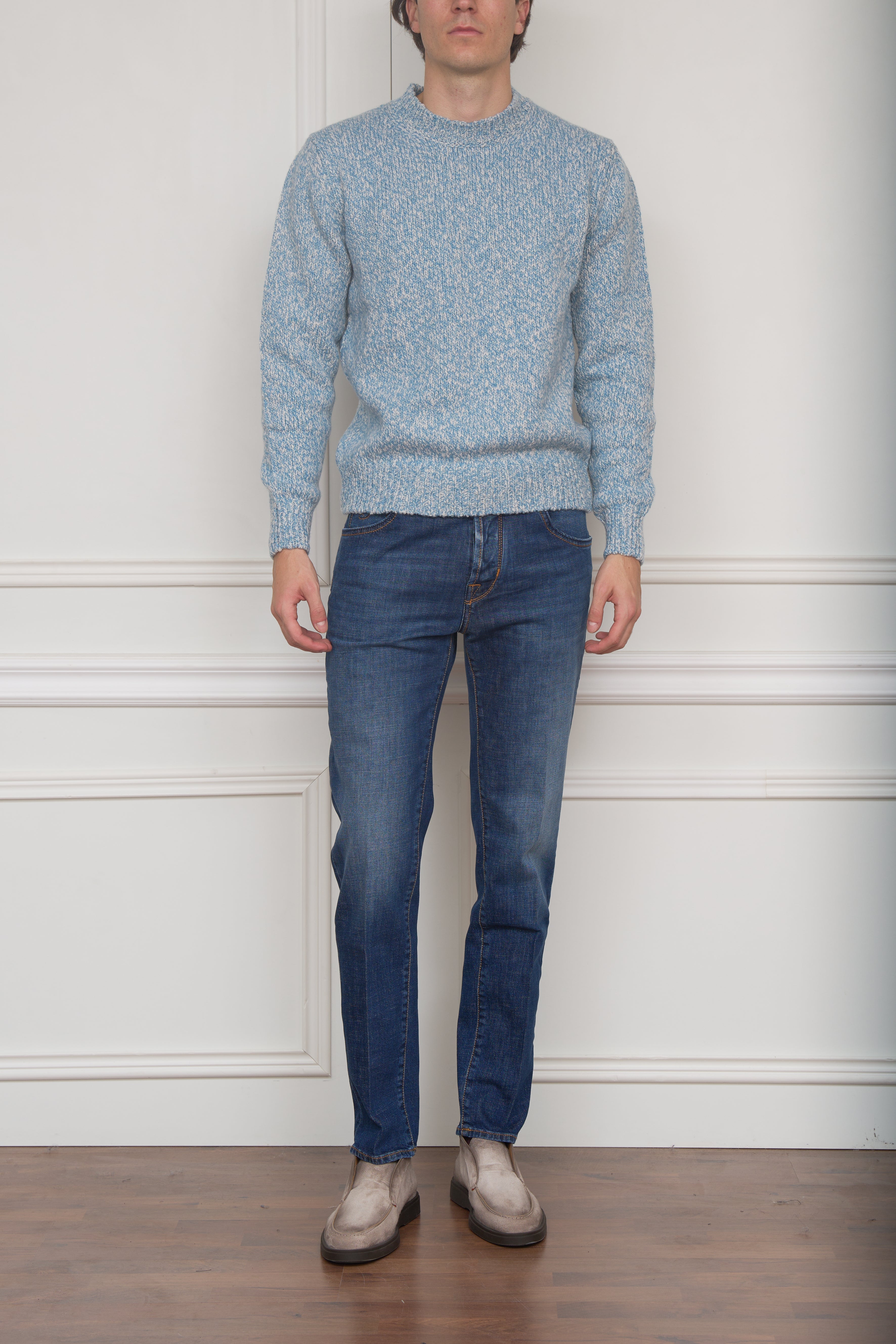 Pullover in blau meliert