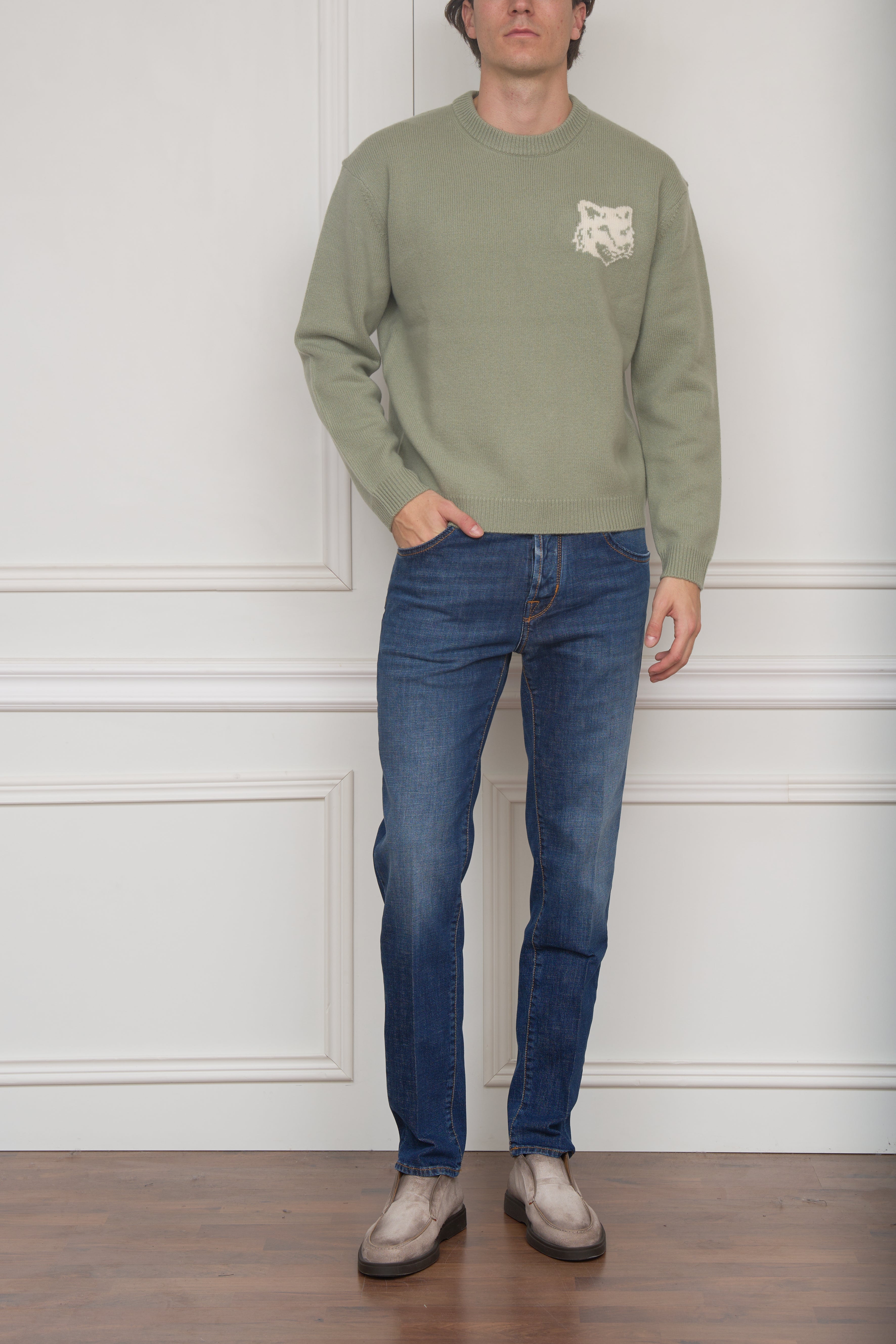 Merino Pullover in grün