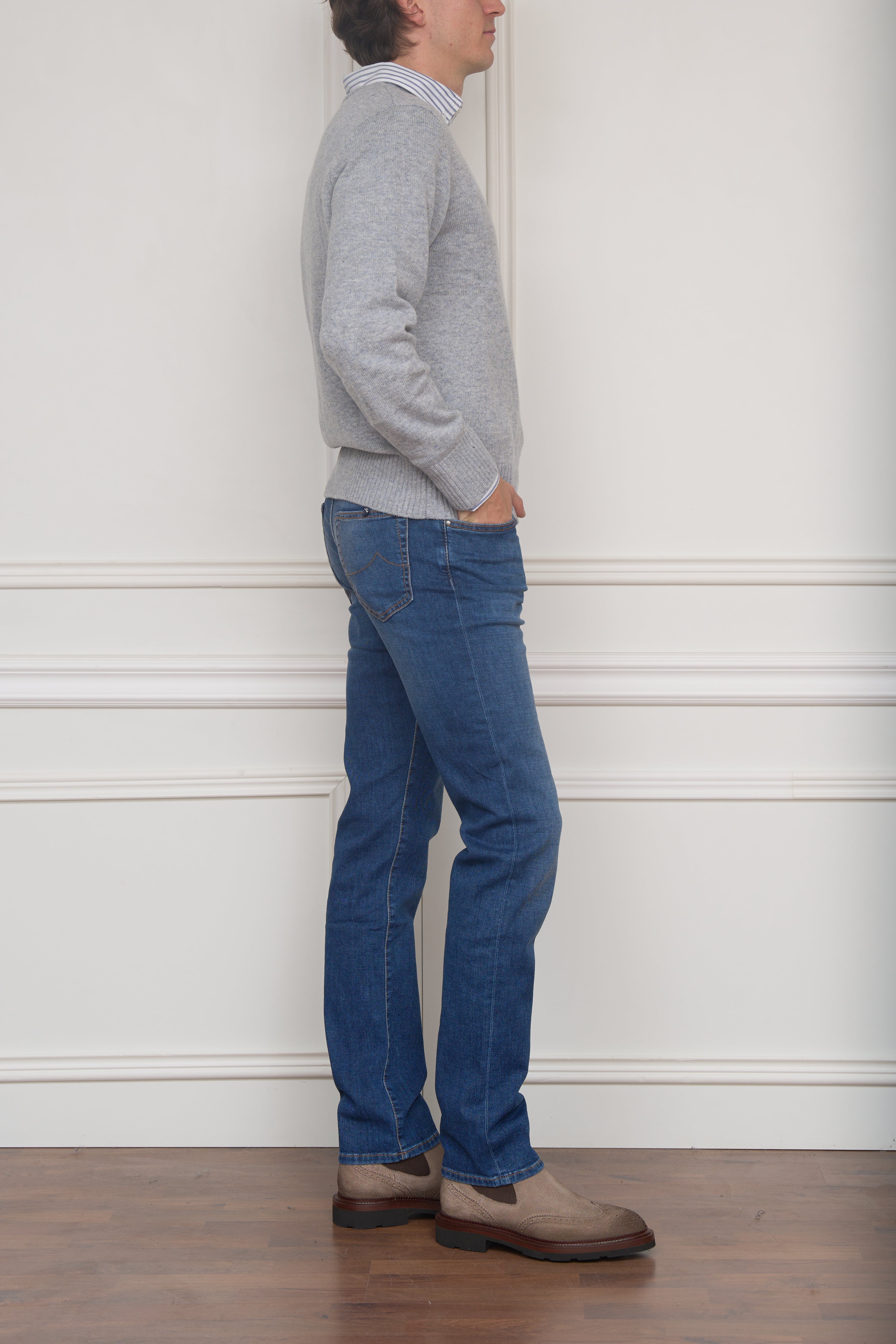 Pullover in grau meliert