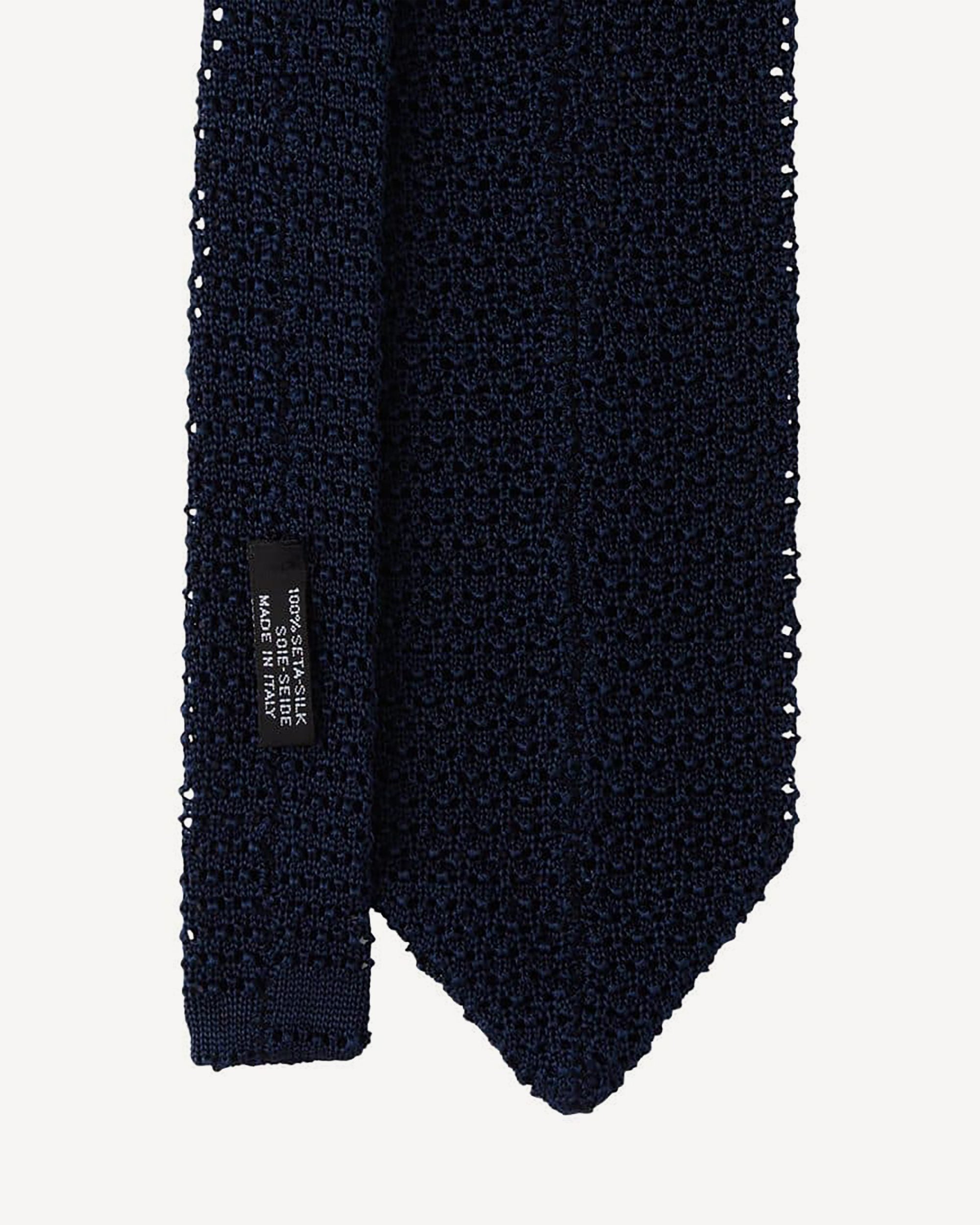 knitted tie in navy