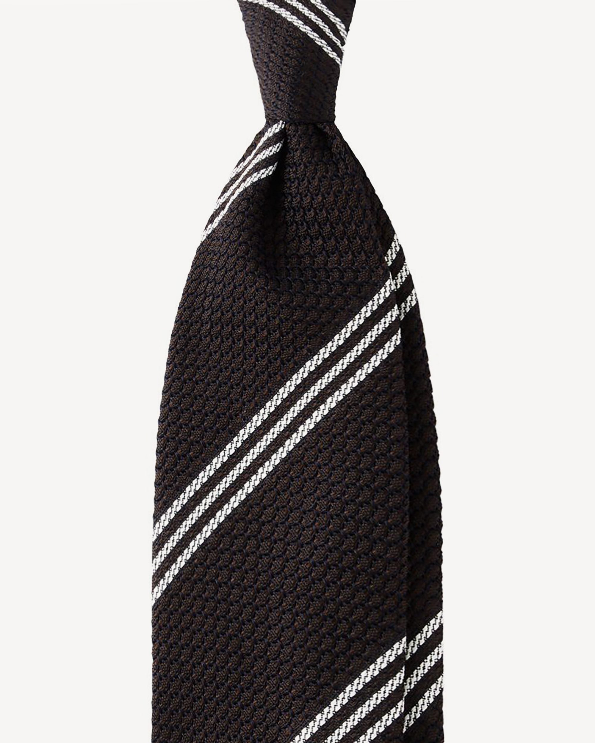 Tie in brown and white stripes