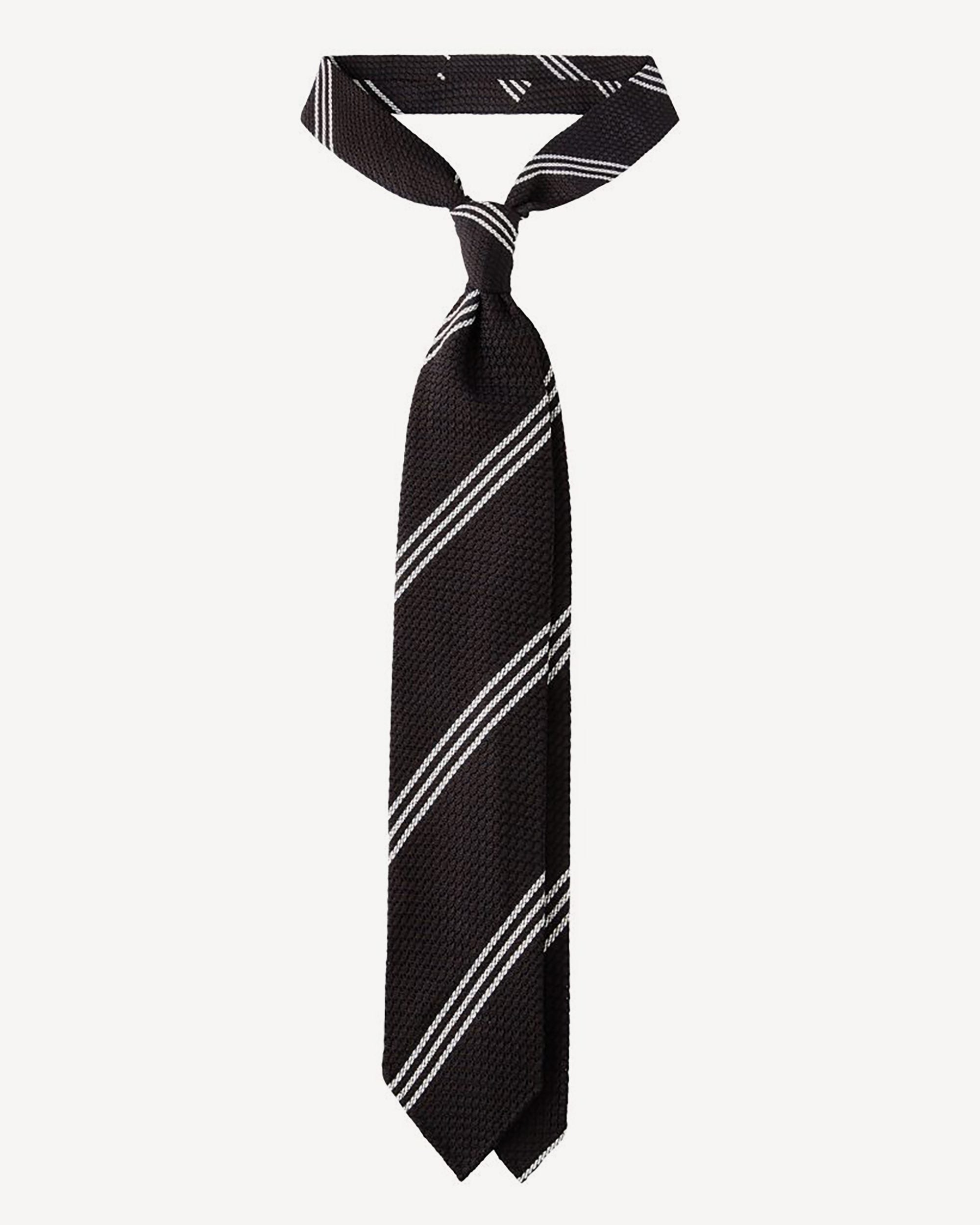 Tie in brown and white stripes