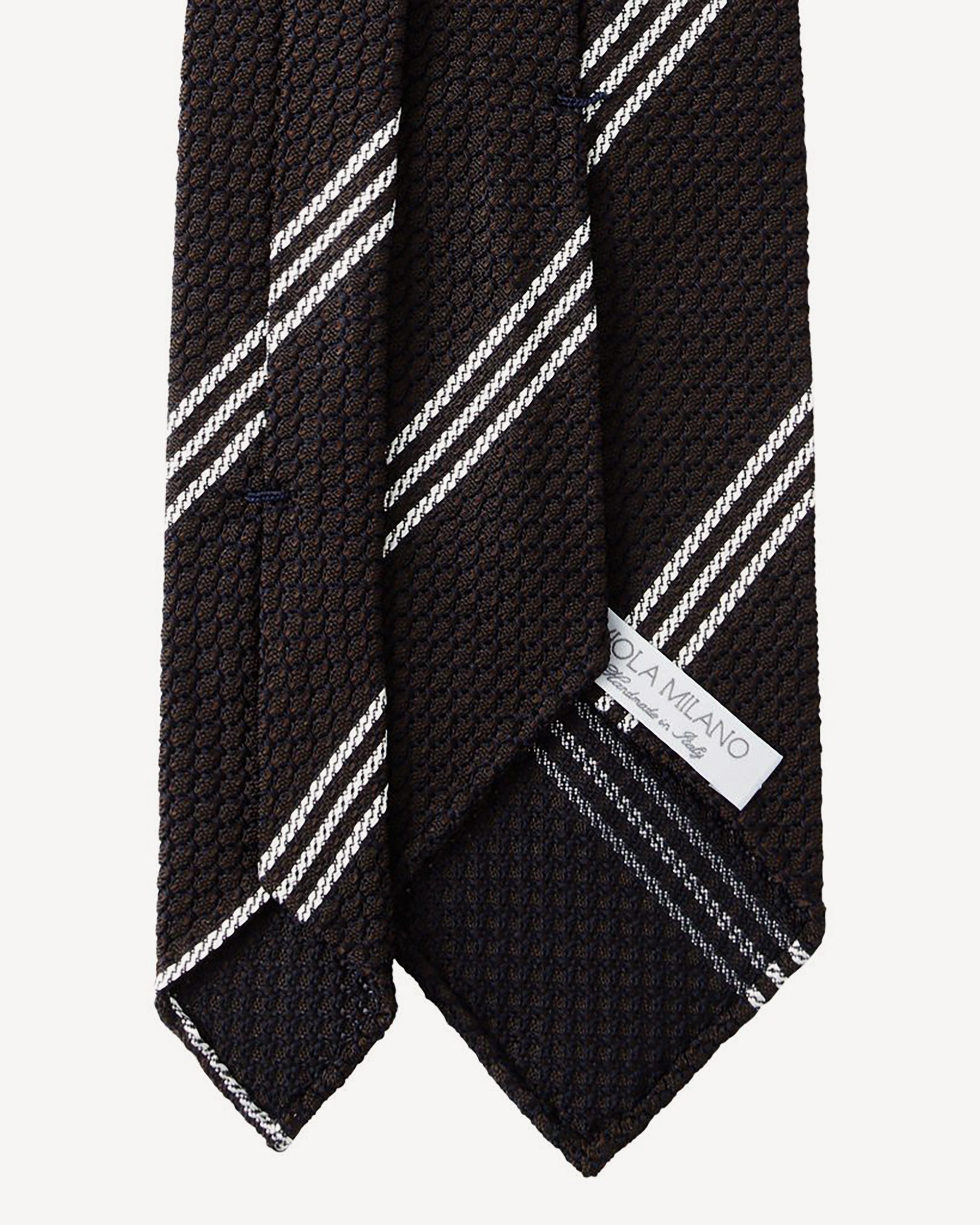 Tie in brown and white stripes