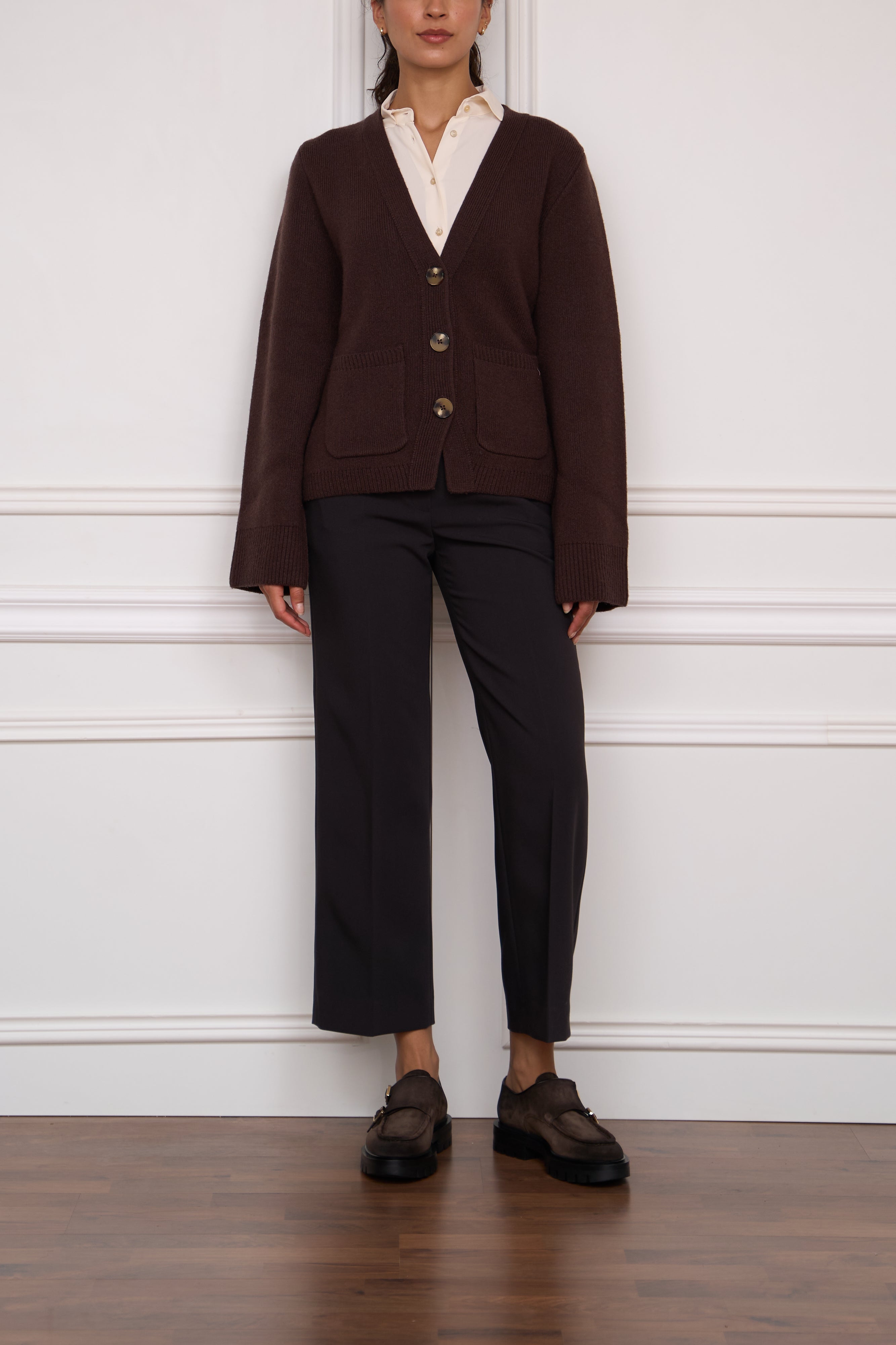 Cashmere Strickjacke in braun