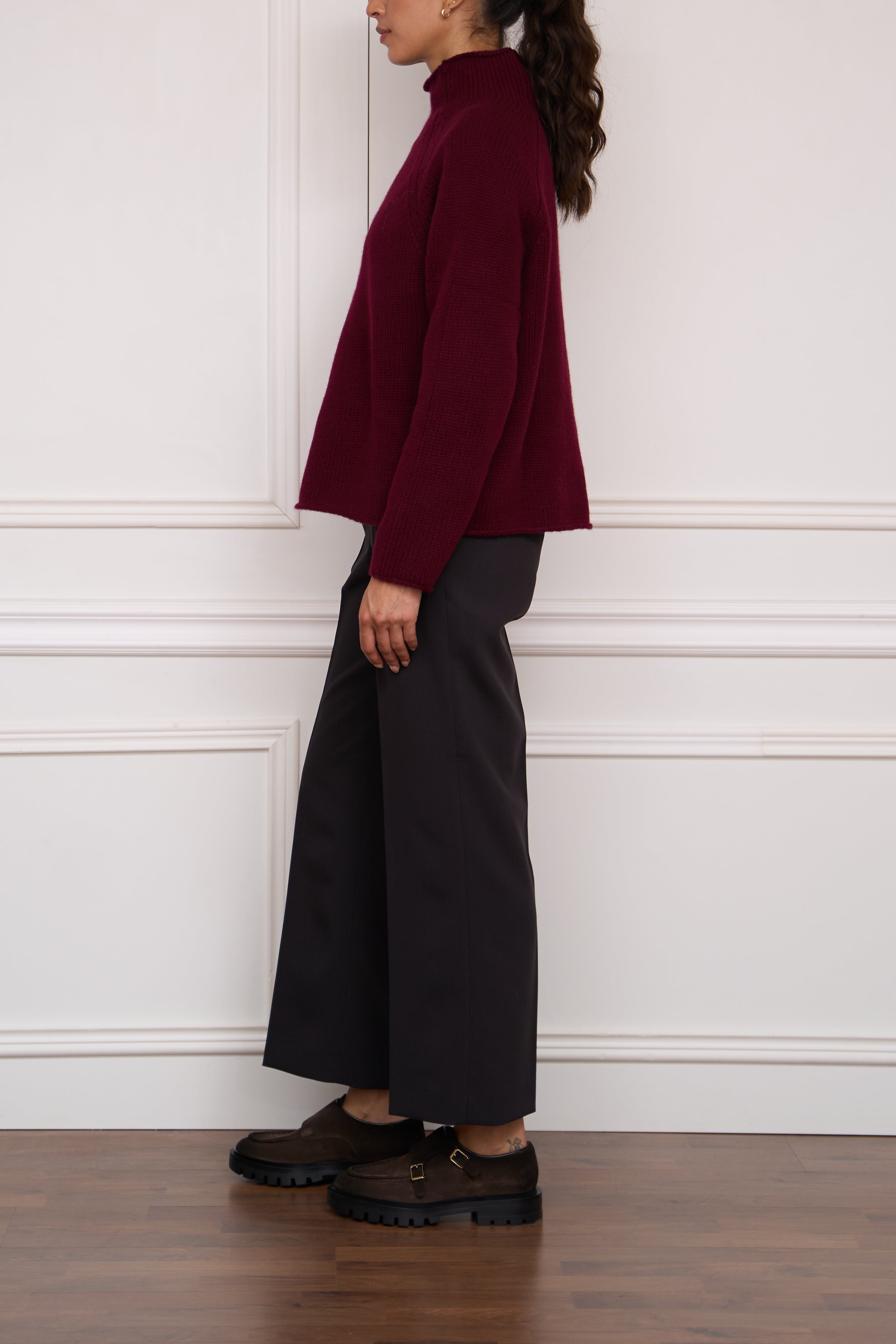 Rollkragenpullover in bordeaux