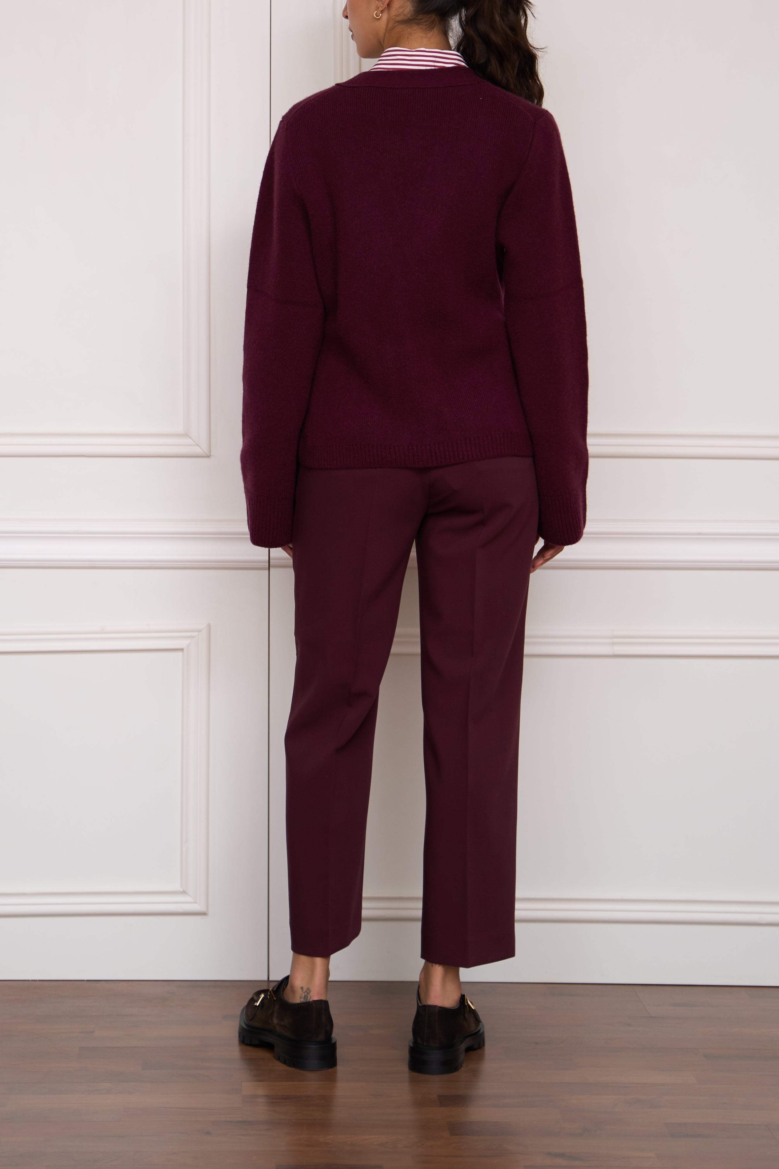 Cashmere Strickjacke in bordeaux