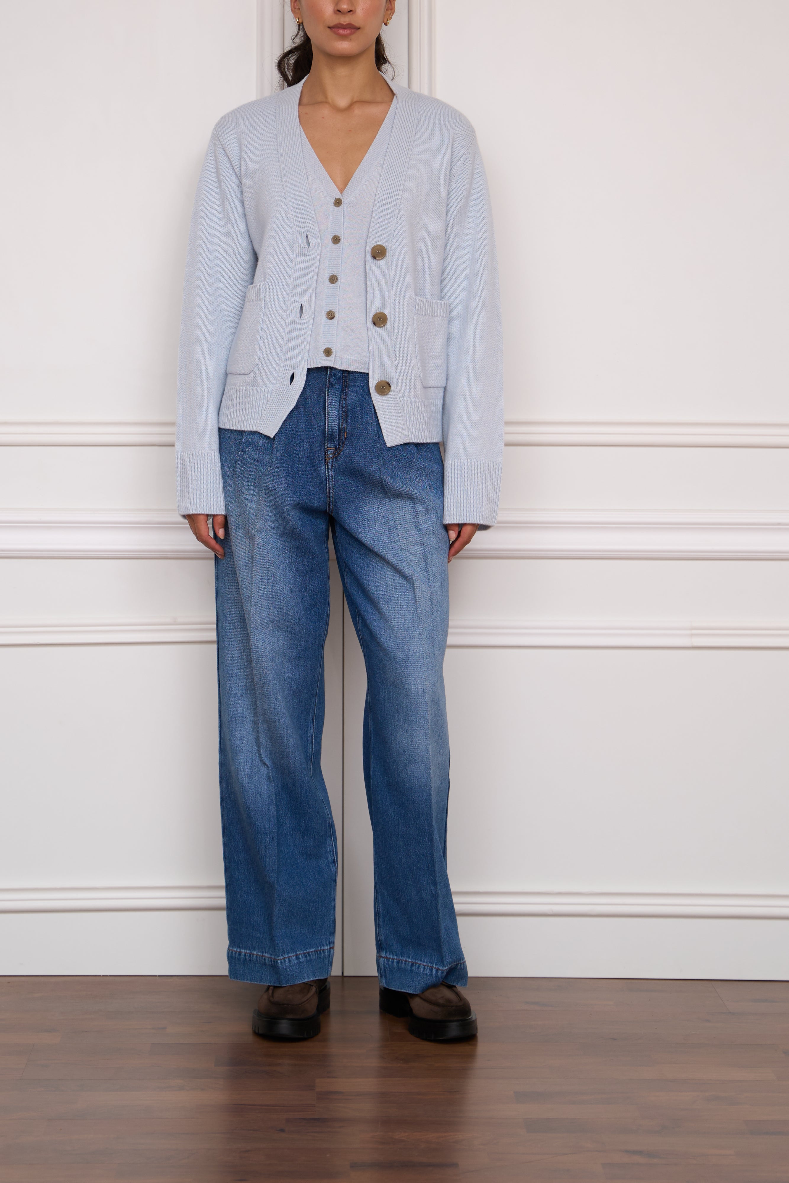 Cashmere-Strickjacke 'Danni' in hellblau