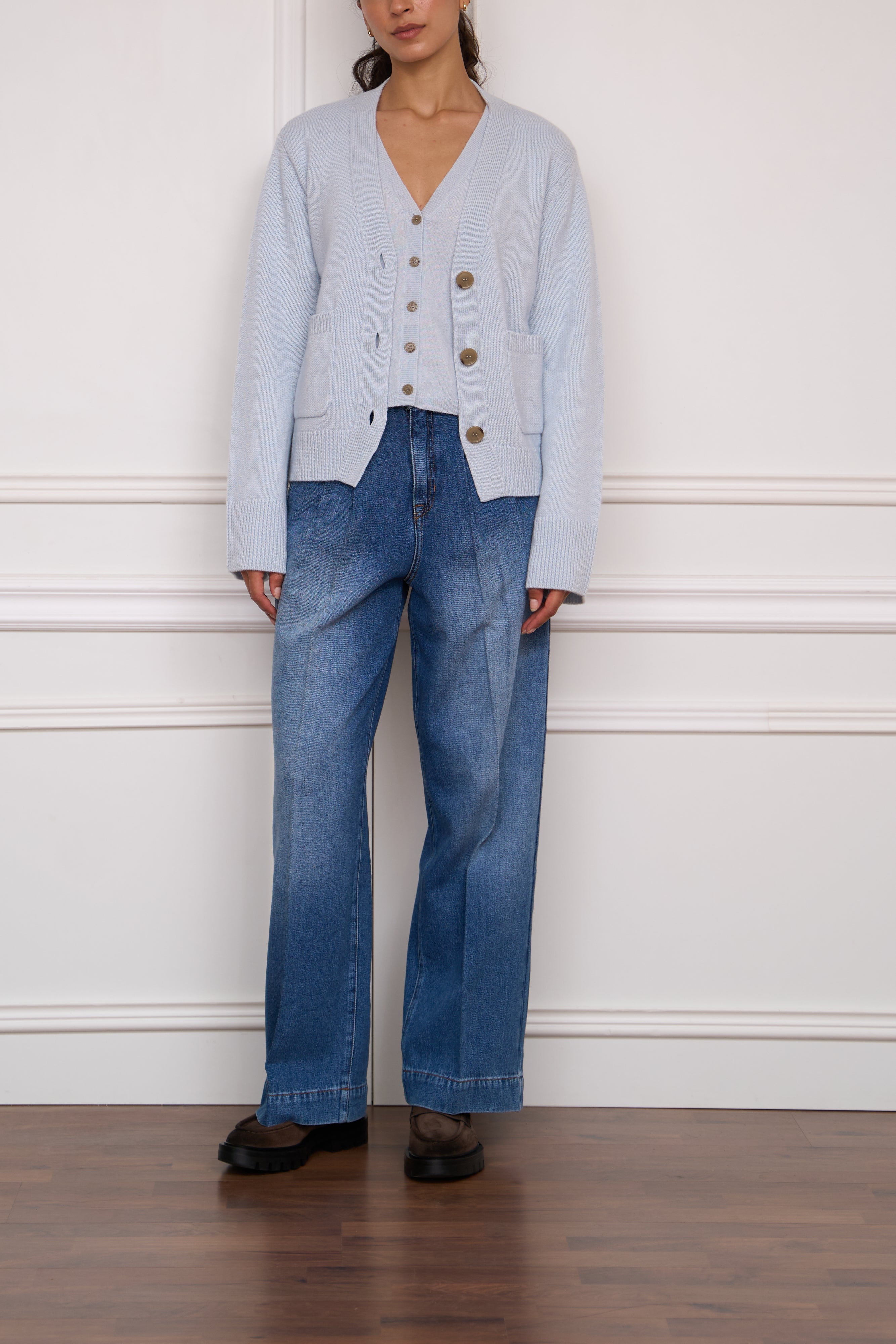 Cashmere-Strickjacke 'Danni' in hellblau