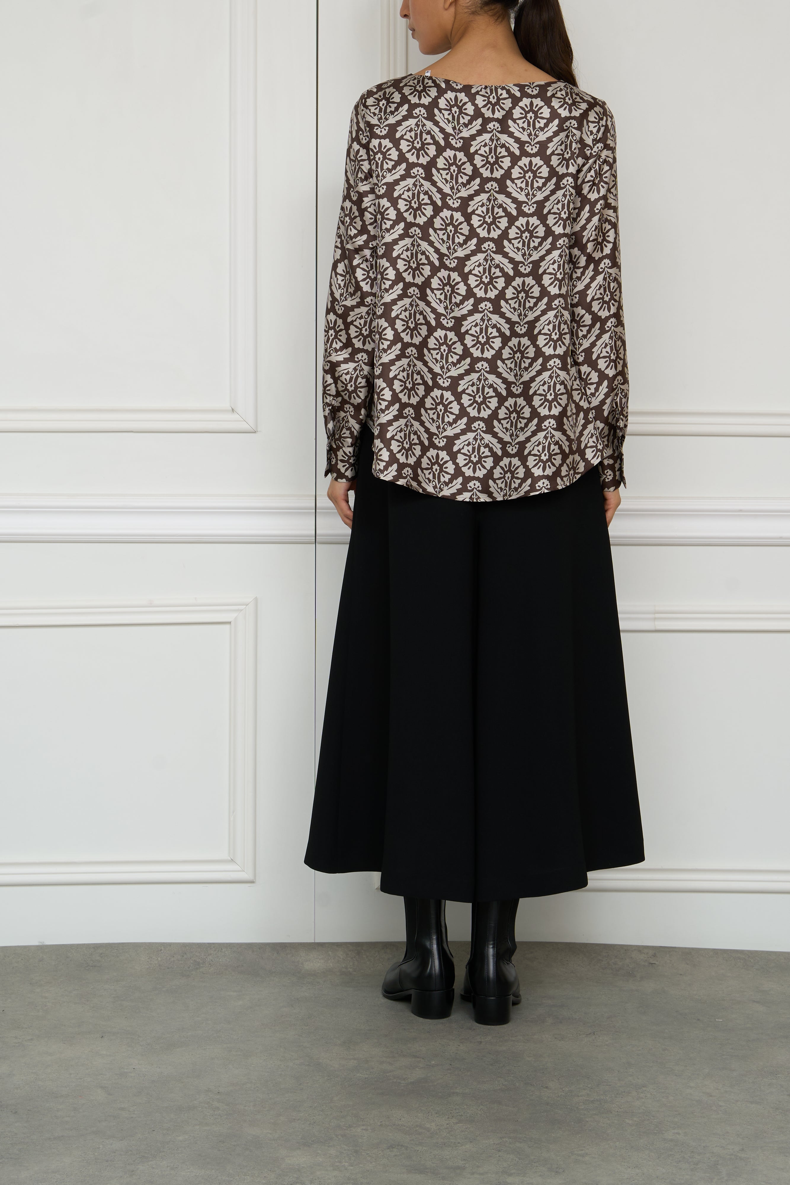 Patterned blouse in brown/white
