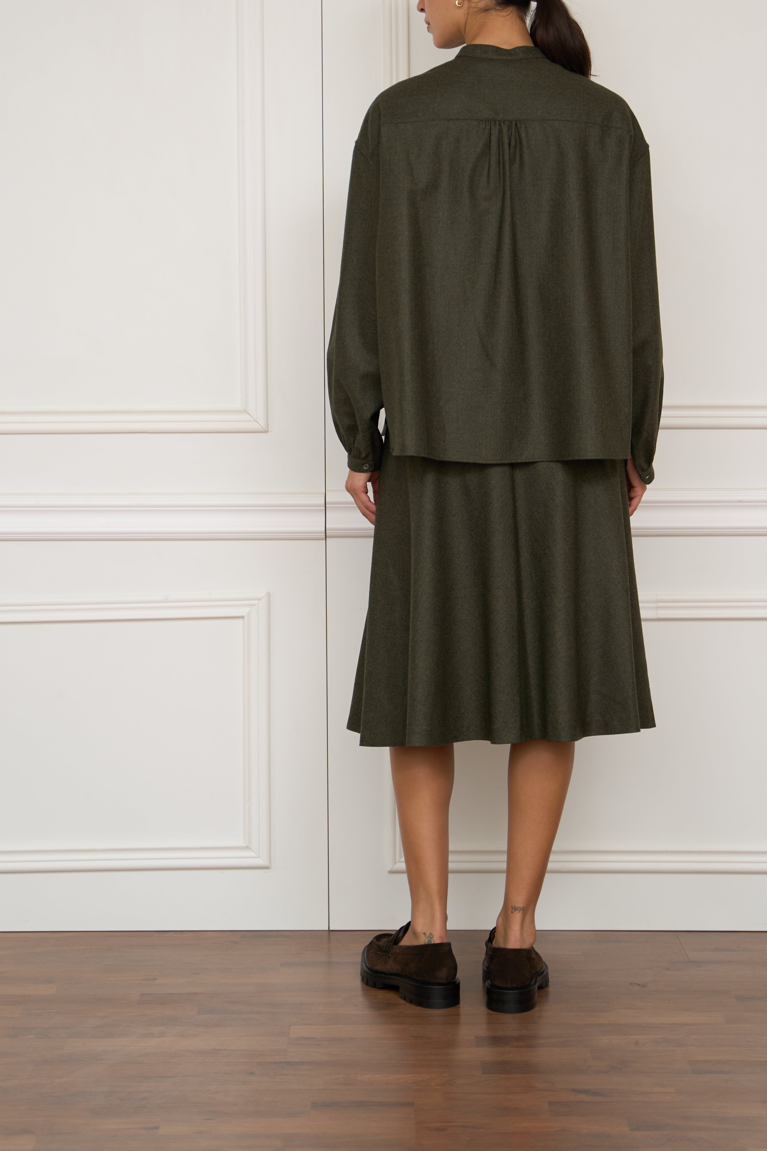Flanellbluse in grün
