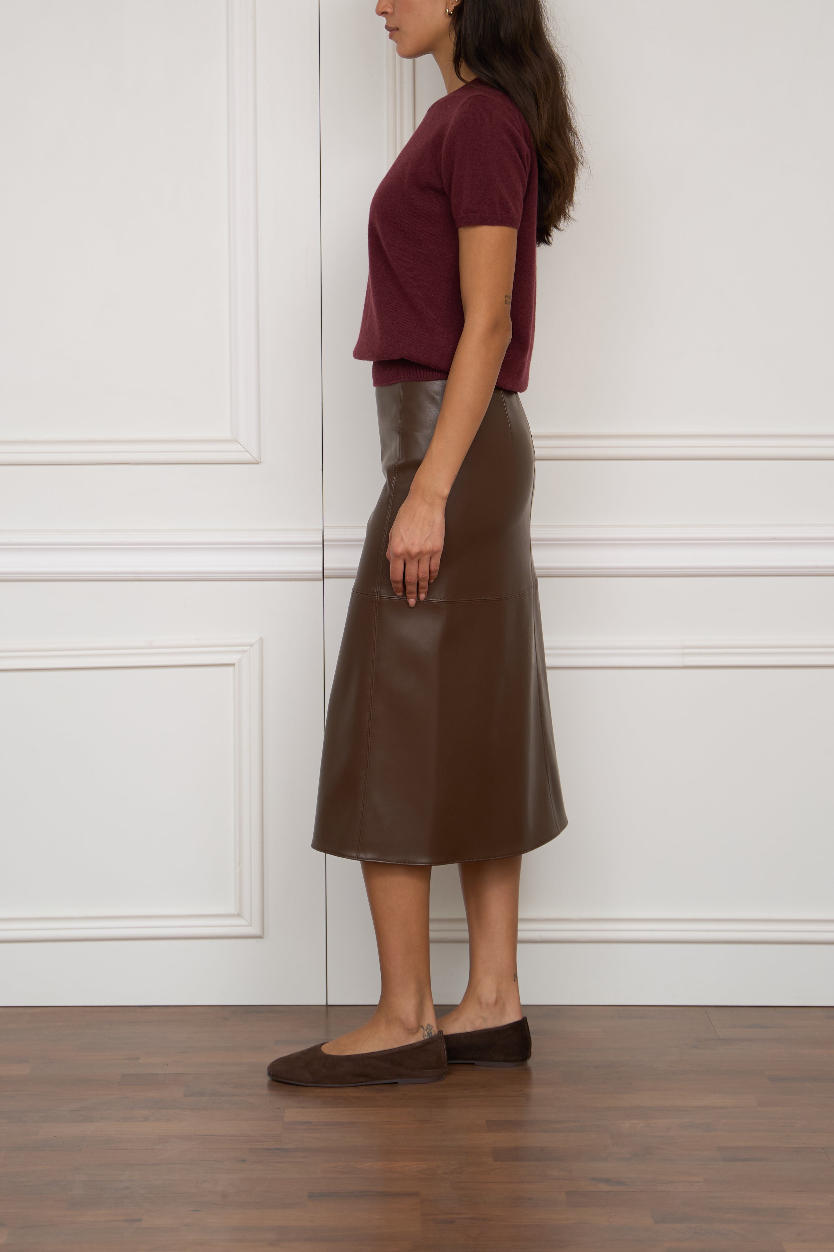 Kaschmir Kurzarm-Pullover in bordeaux