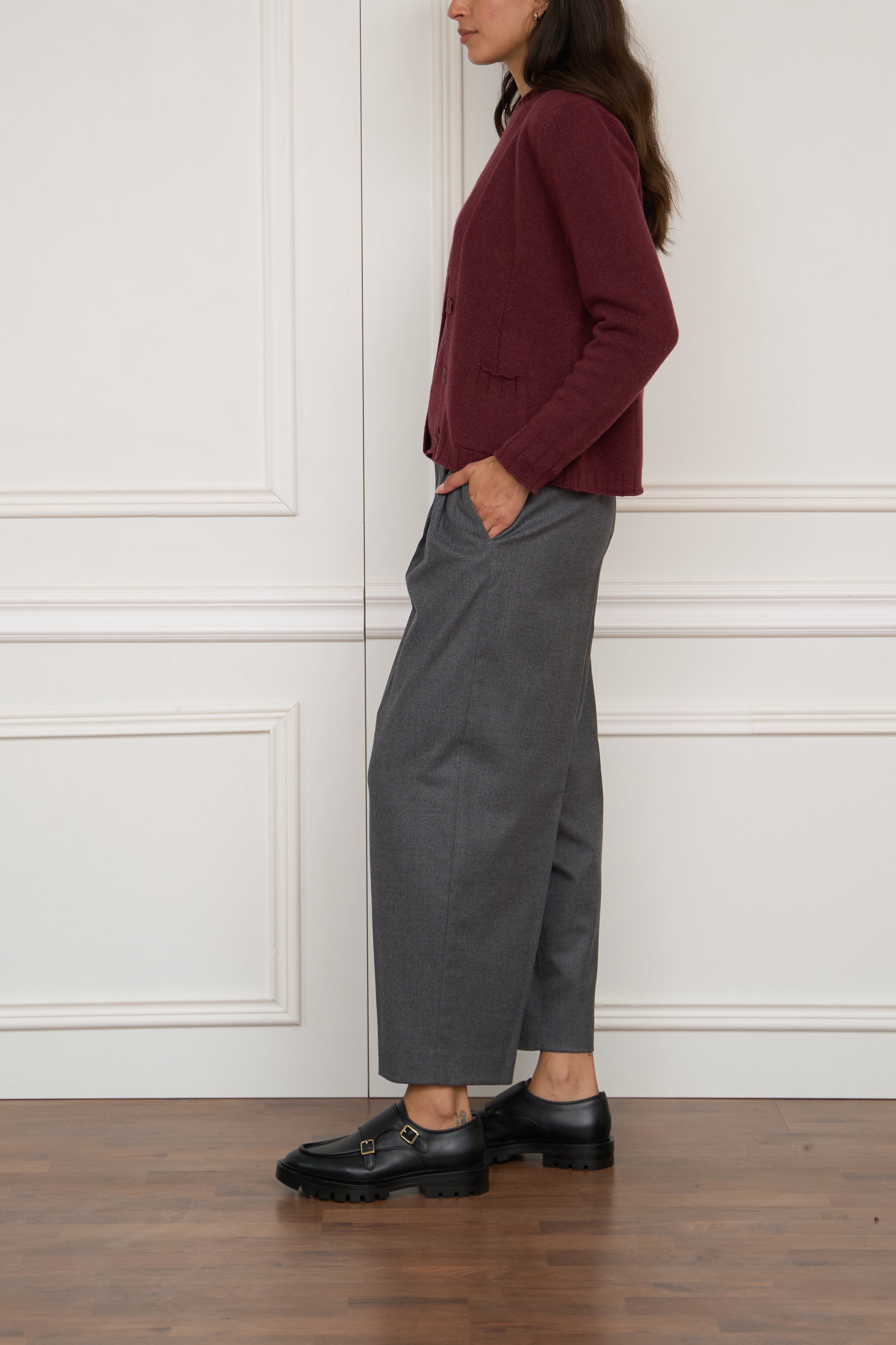 Kaschmir-Strickjacke in bordeaux